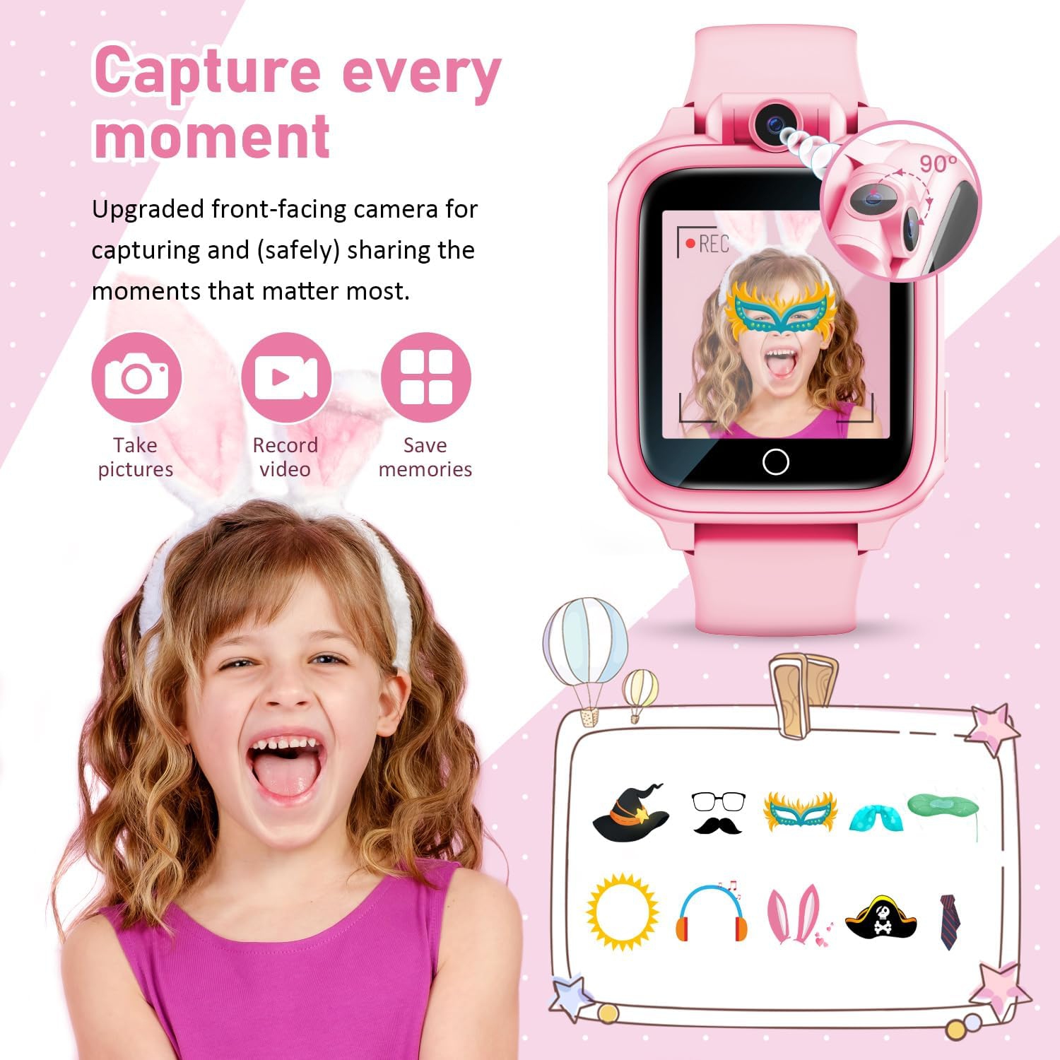 ULTREND Little Kids Smart Watch avec caméra réglable, micro d’enregistrement audio, haut-parleur et jeux amusants