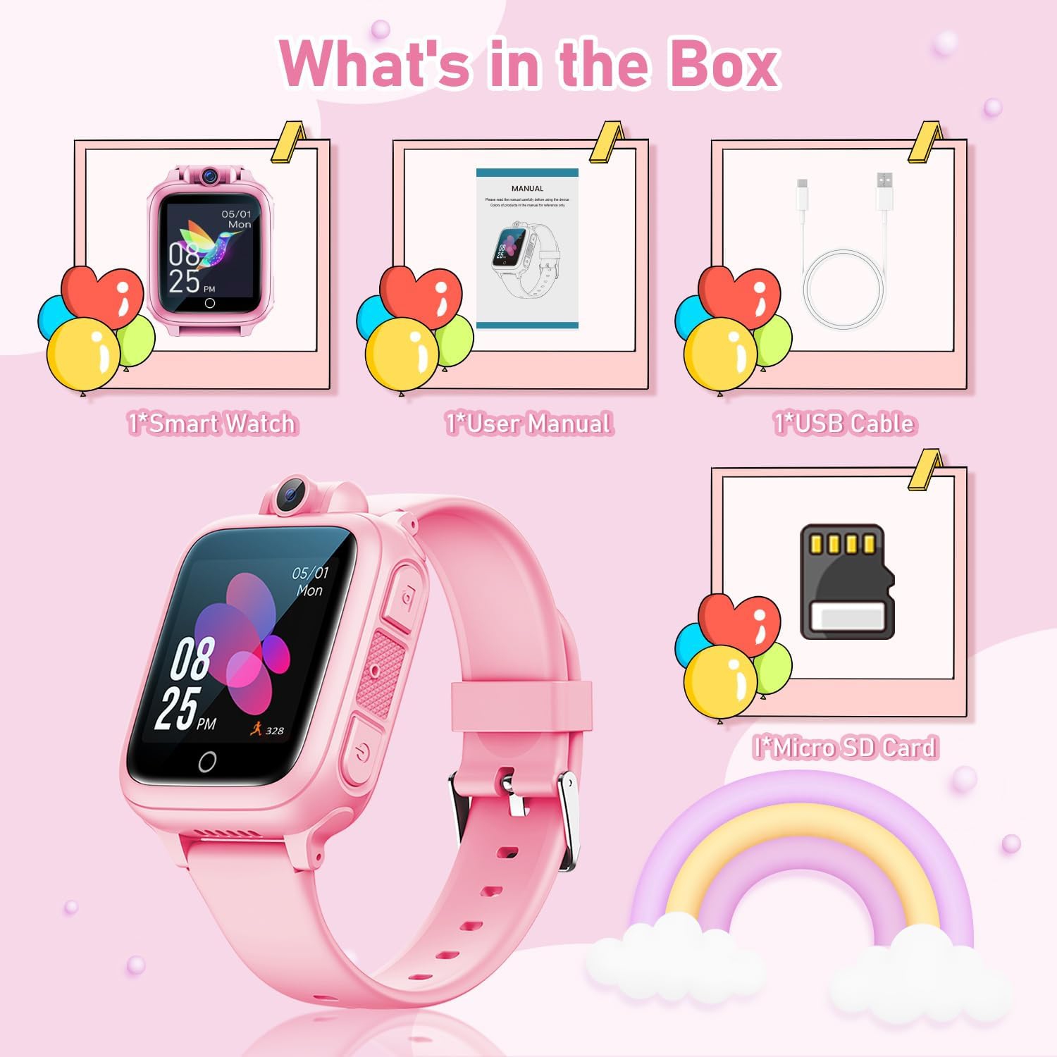 ULTREND Little Kids Smart Watch avec caméra réglable, micro d’enregistrement audio, haut-parleur et jeux amusants