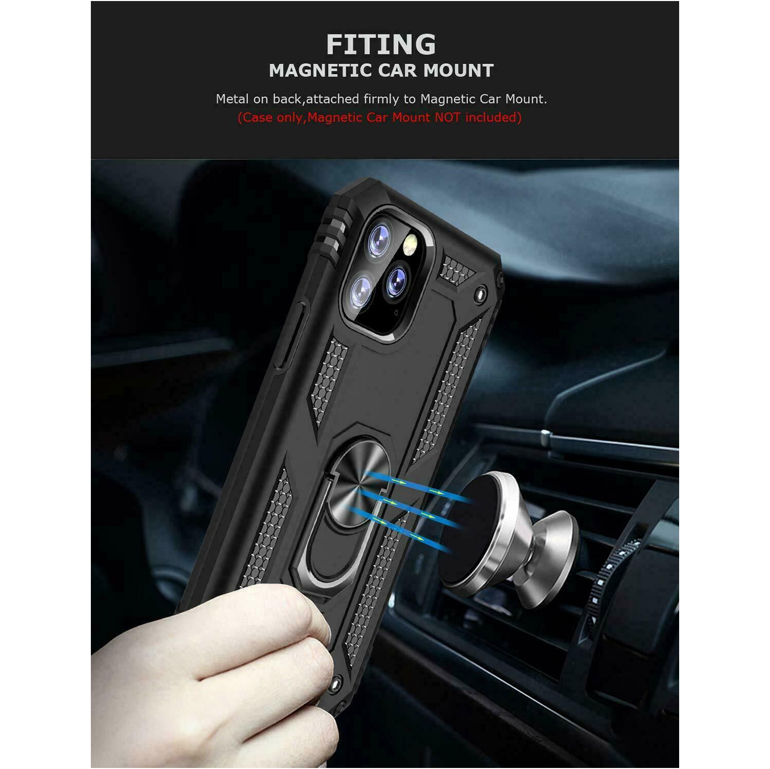 Étui antichoc hybride et béquille magnétique en caoutchouc antichoc avec anneau rotatif 360 de SuperShield pour iPhone 14 Pro Max d'Apple - Noir