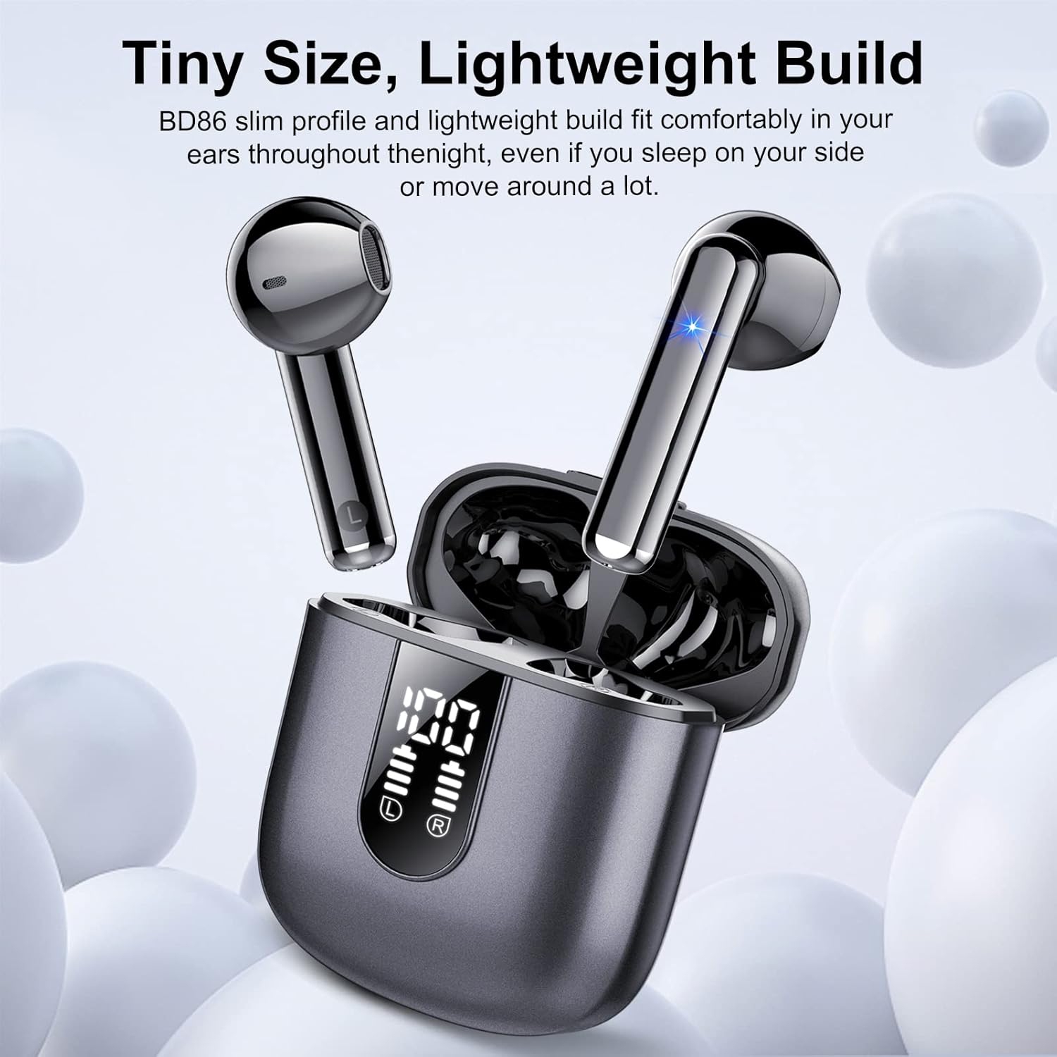 2025 New Bluetooth 5.4 Wireless Earbuds – Mini HiFi Stereo with 4 ENC Noise Cancelling Mics, 40H Battery, USB-C, IP7 Waterproof – Ideal for Sports &