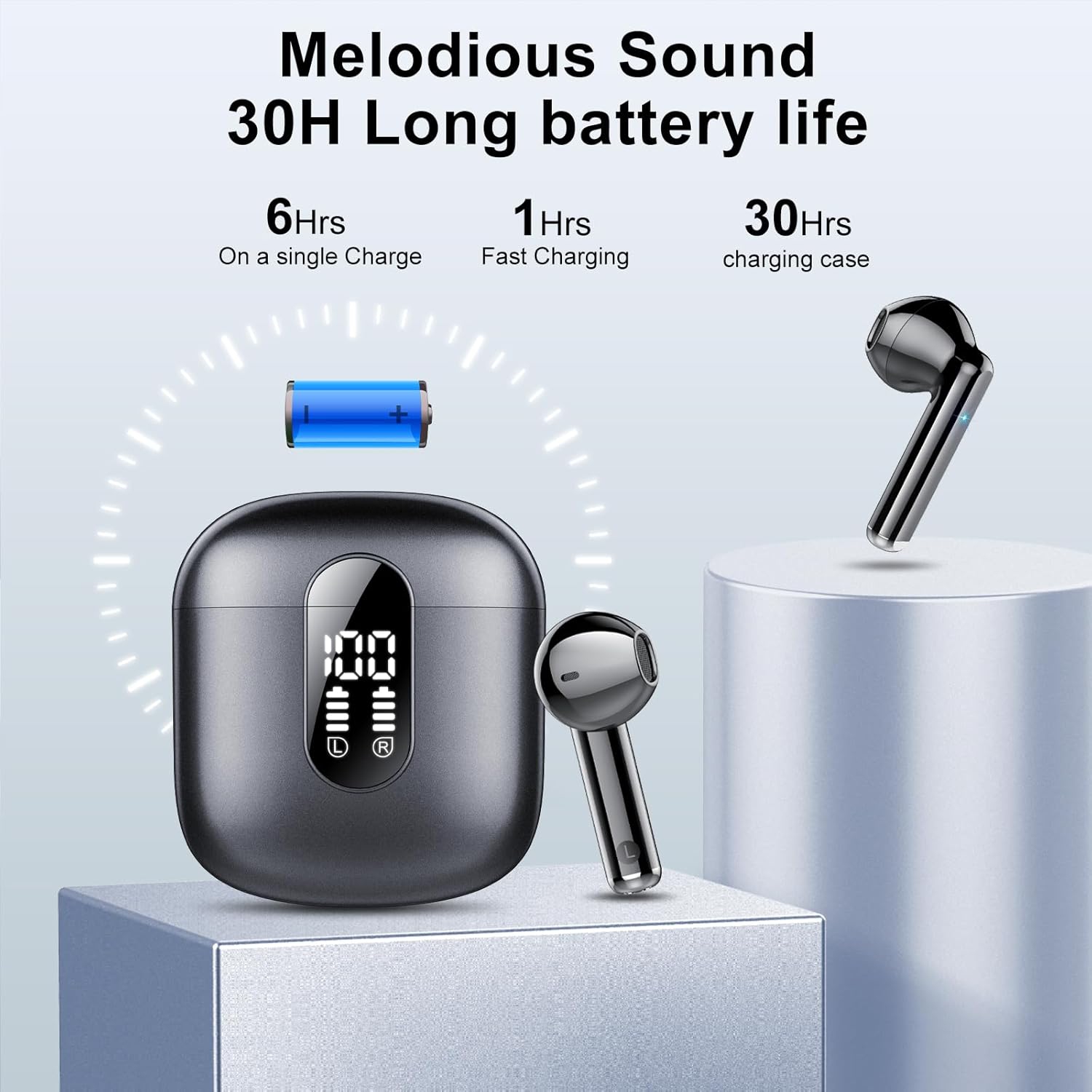 2025 New Bluetooth 5.4 Wireless Earbuds – Mini HiFi Stereo with 4 ENC Noise Cancelling Mics, 40H Battery, USB-C, IP7 Waterproof – Ideal for Sports &