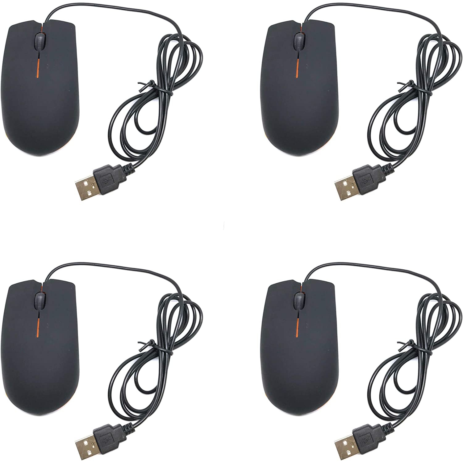 - Wired 3 Button Optical Computer Mouse - 4 Pack - Bulk Computer Mice