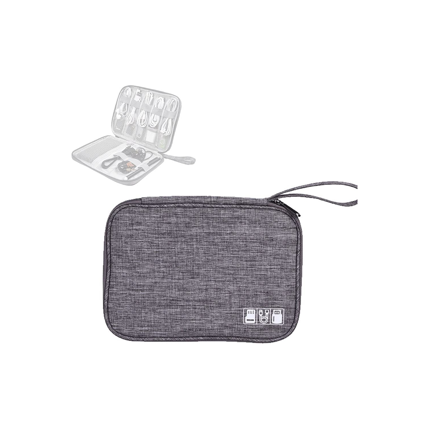 Small Electronic Accessories Organizer, Universal Compact Travel Digital Accessories Storage Bag for Portable Charger, Cables, Earphone, Cord, SD