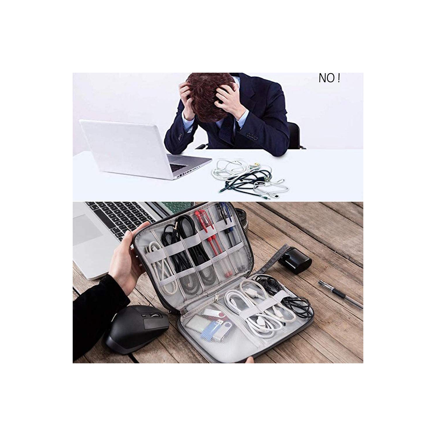 Small Electronic Accessories Organizer, Universal Compact Travel Digital Accessories Storage Bag for Portable Charger, Cables, Earphone, Cord, SD