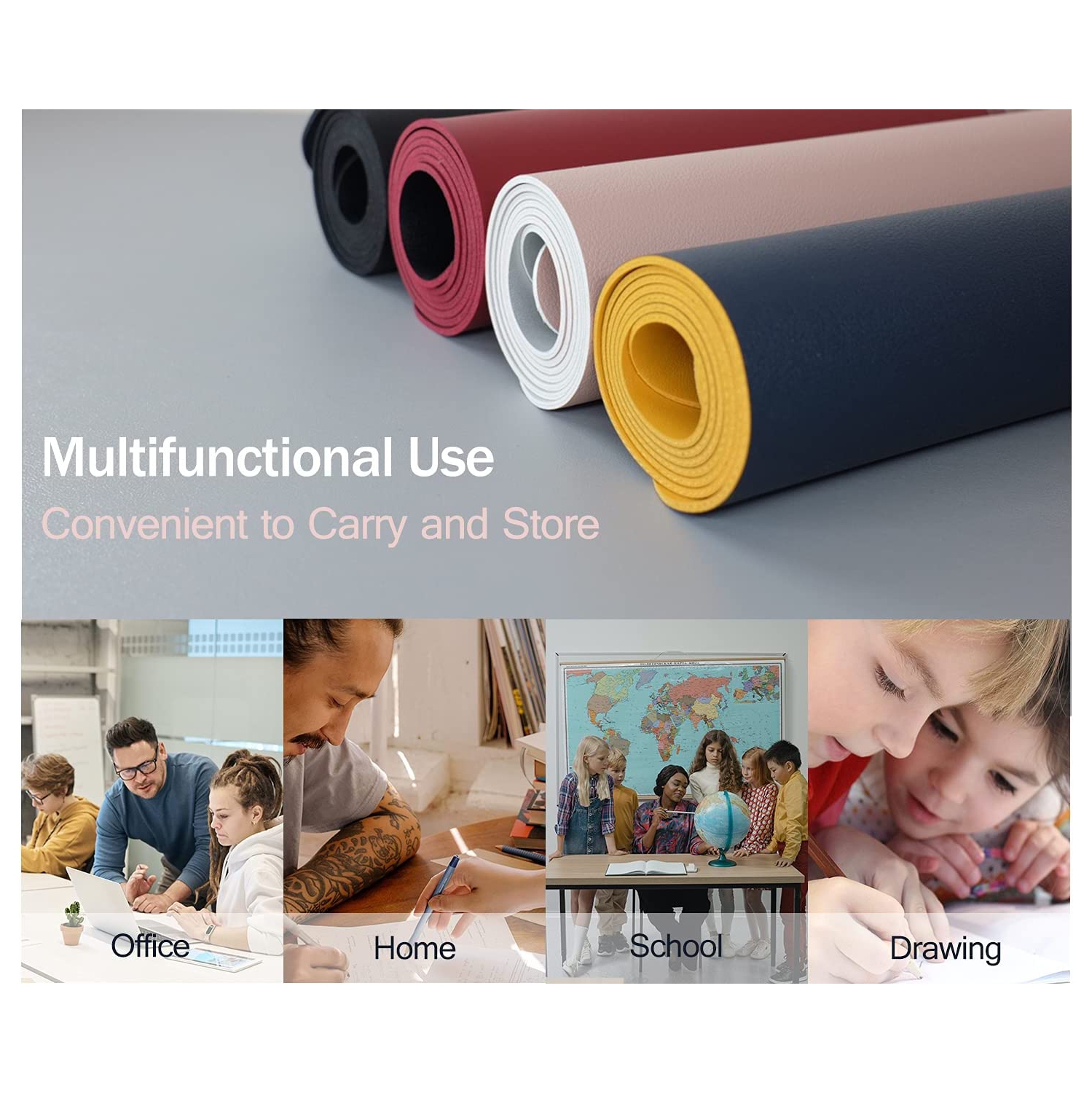 Desk Pad, Large Office Mouse Mat 31.5'' x 15.7'', Waterproof PU Leather Mouse Pad, Dual Side Desk Blotter Protector, Non-Slip Laptop Desk Writing Mat