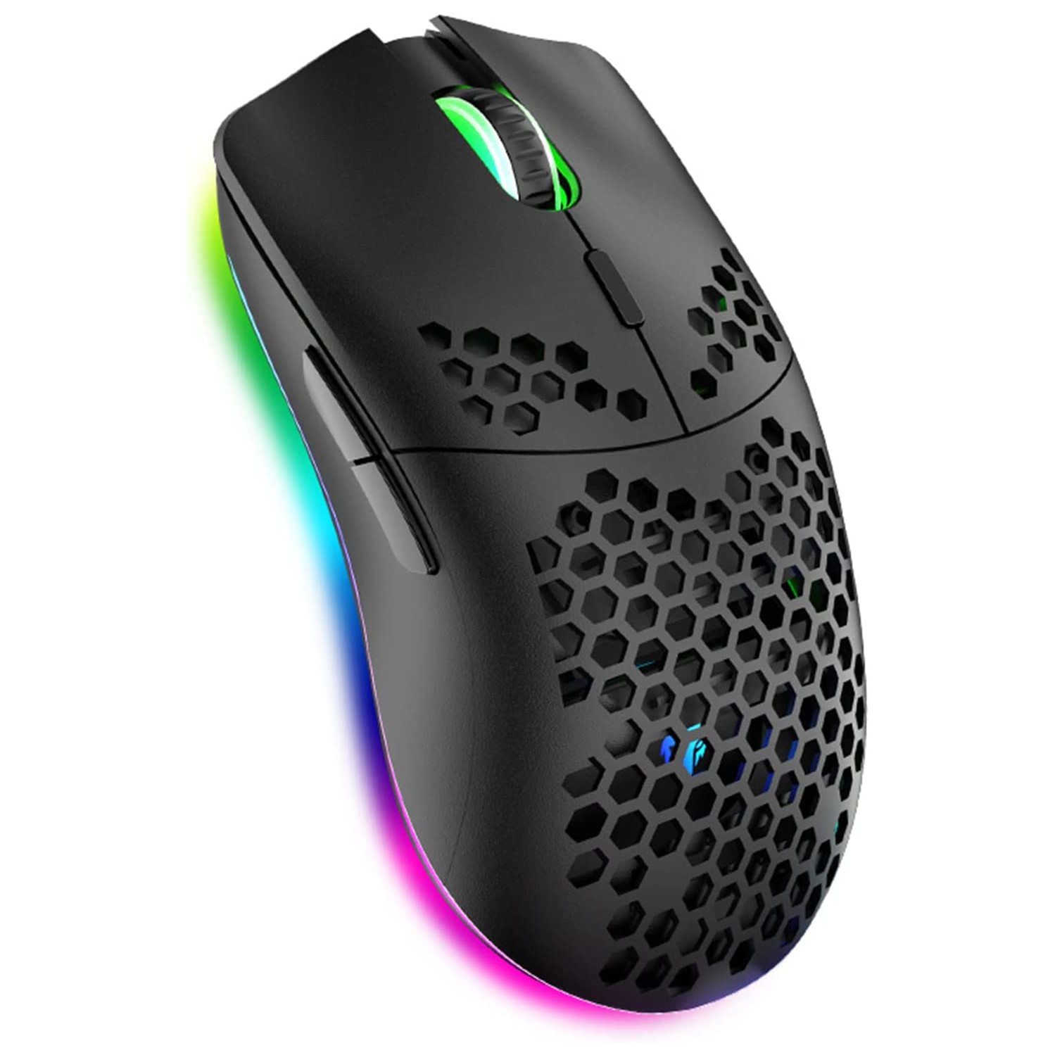 Wireless Gaming Mouse,Computer Mouse with Honeycomb Shell,11 RGB Backlit,3,400 DPI,6 Programmed Buttons,USB Receiver,Power Saving,Wireless Mouse for PC / Mac / Laptop,Black