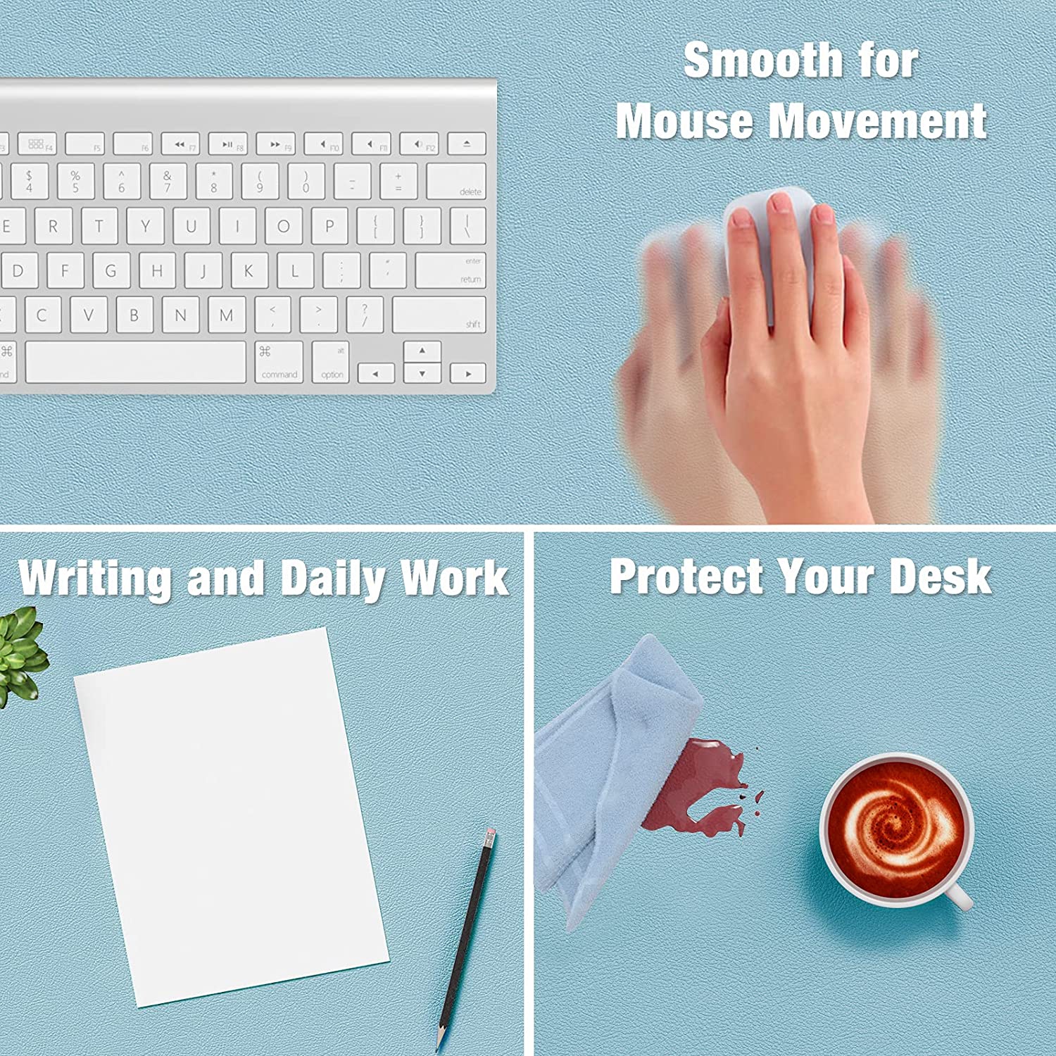 Desk Pad, 35.5' x 17' PU Leather Desk Mat, M Extended Mouse Pad, Waterproof Desk Blotter Protector, Ultra Thin Large Laptop Keyboard Mat, Non-Slip