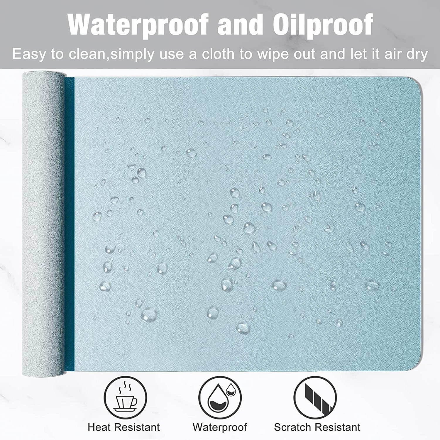 Desk Pad, 35.5' x 17' PU Leather Desk Mat, M Extended Mouse Pad, Waterproof Desk Blotter Protector, Ultra Thin Large Laptop Keyboard Mat, Non-Slip