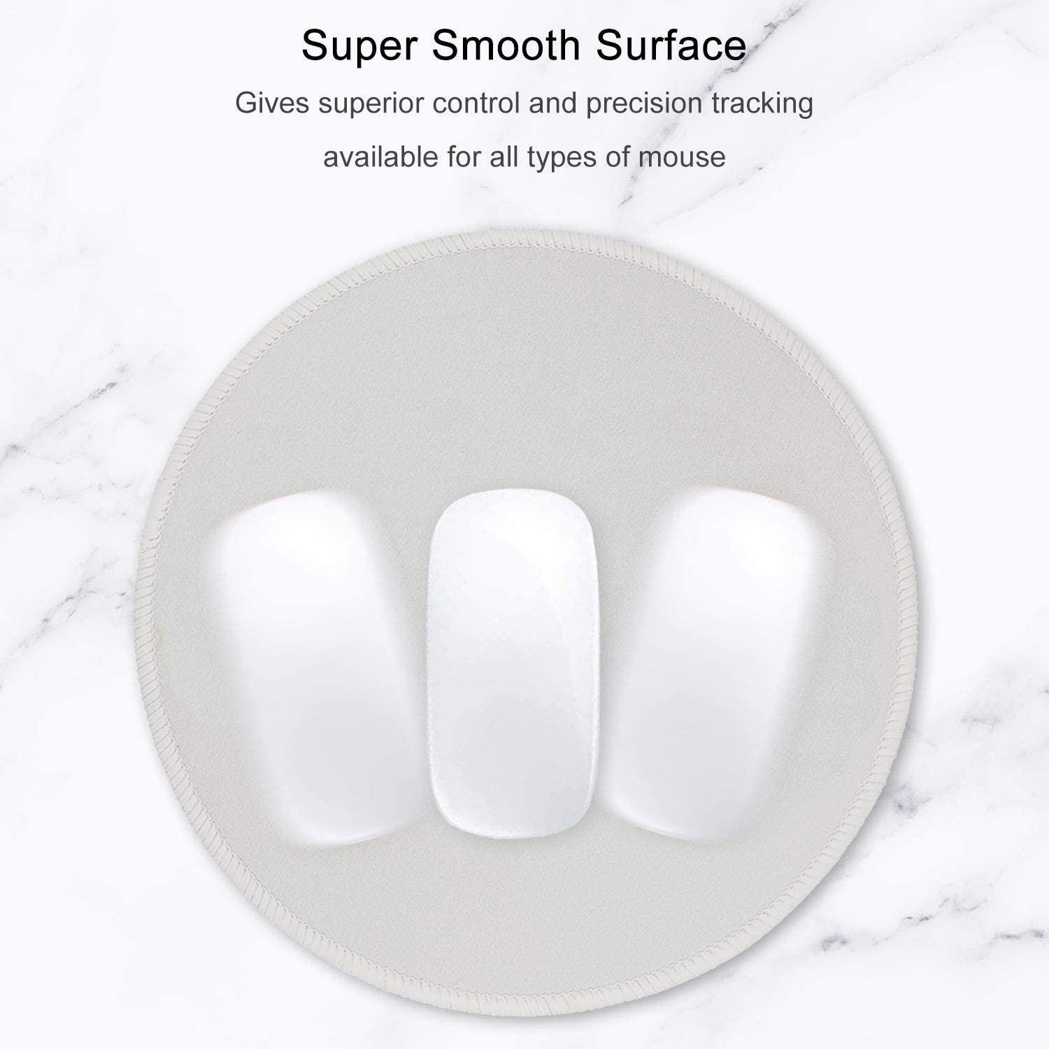 Mouse Pad, Premium-Textured Small Round Mousepad 8.7 x 8.7 Inch Gray, Stitched Edge Anti-Slip Waterproof Rubber Mouse Mat, Pretty Cute Mouse Pad for