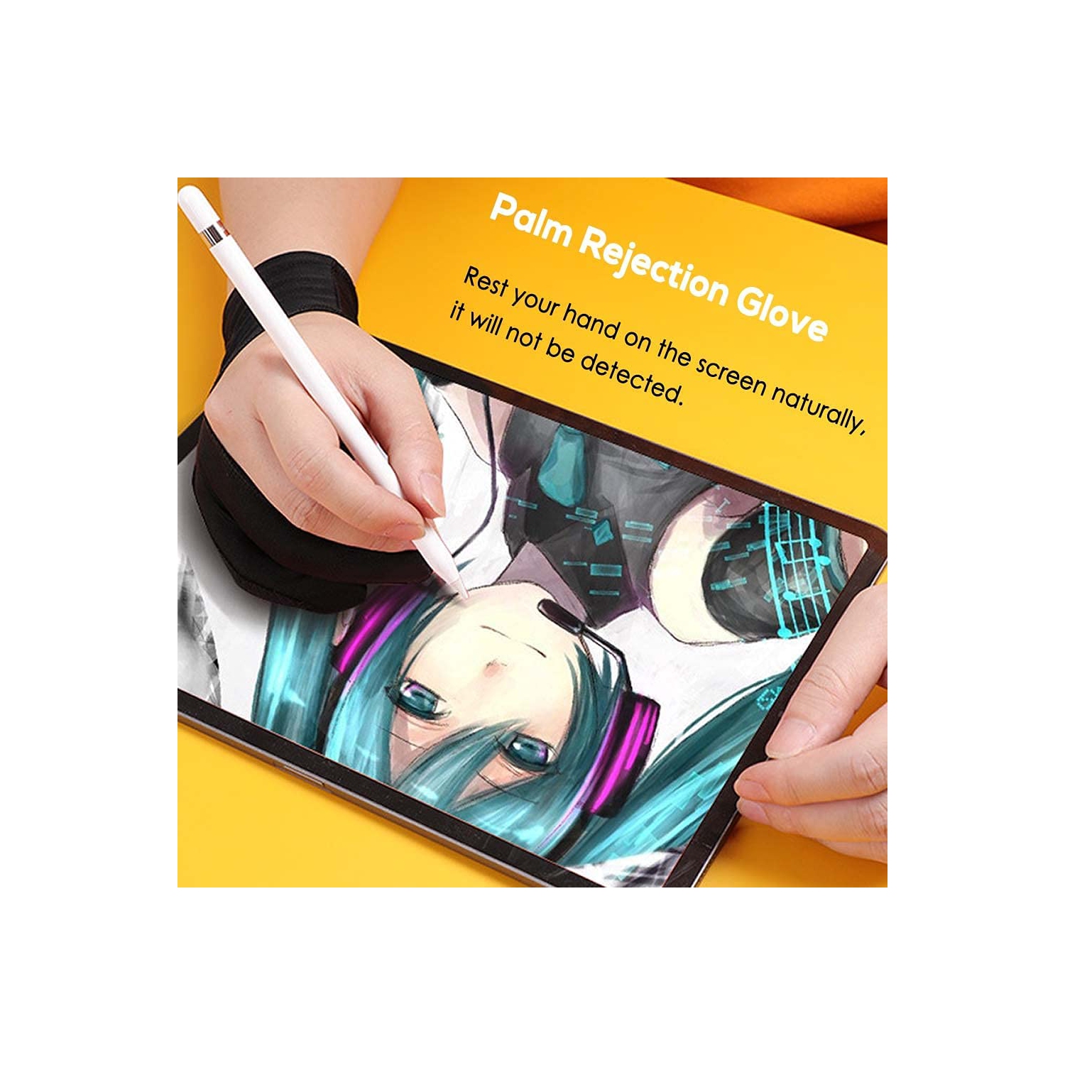 Drawing Glove M, Artist Glove for Drawing Tablet iPad, Digital Art Palm Rejection Glove, Suitable for Left Right Hand -2 Pack