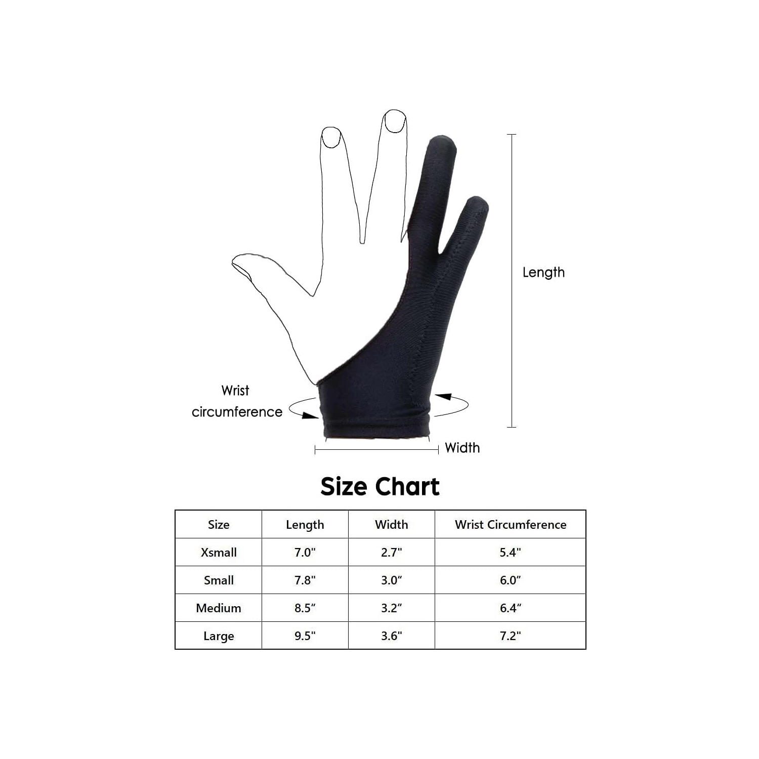 Drawing Glove M, Artist Glove for Drawing Tablet iPad, Digital Art Palm Rejection Glove, Suitable for Left Right Hand -2 Pack