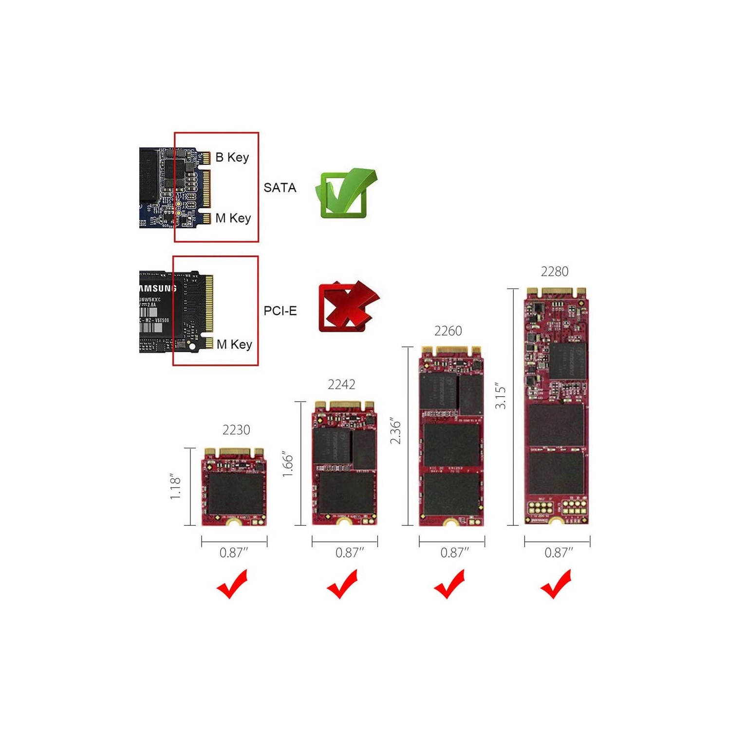 2.5 Inch SATA to M2 NGFF SSD Enclosure Converter Internal/External Adapter