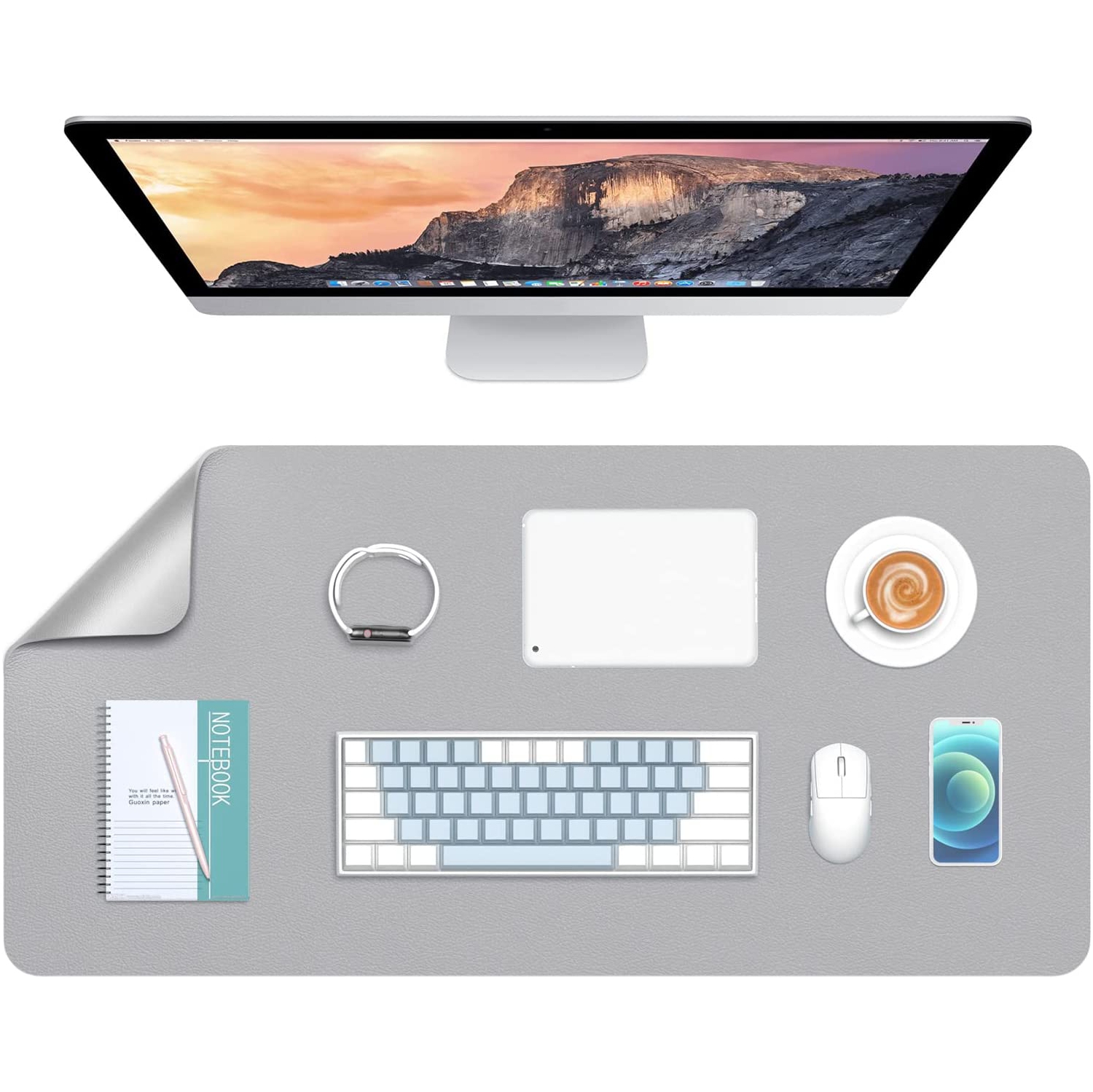 Desk Pad, 30' x 14' Dual Side PU Leather Large Mouse Pad, Desk Protector, Desk Mat for Desktop, Desk Accessories for Women Office, Desk Supplies for