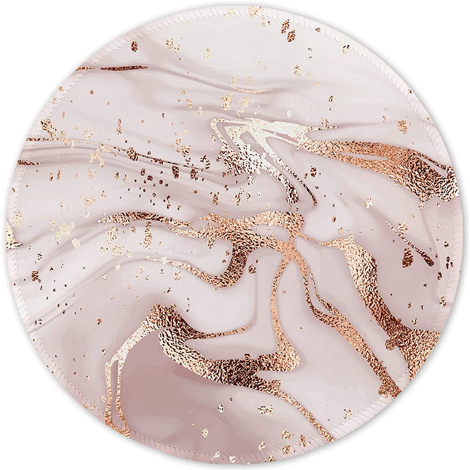 [20% Larger] Mouse Pad with Stitched Edge Premium-Textured Mouse Mat Waterproof Non-Slip Rubber Base Round Mousepad for Laptop PC Office 8.7×8.7×0.12 inches, Rose Gold Ma
