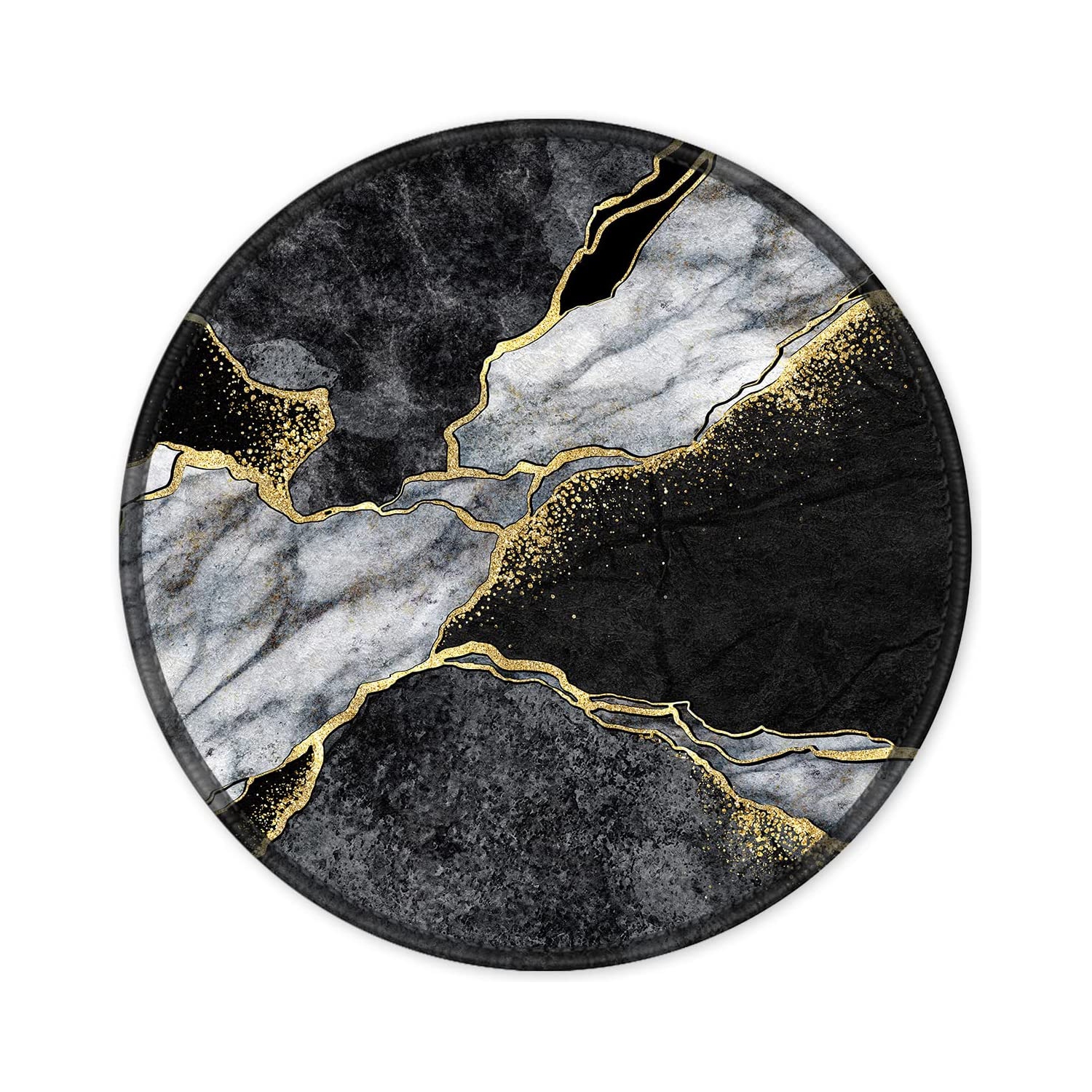 [20% Larger] Mouse Pad with Stitched Edge, Premium-Textured Mouse Mat Waterproof Non-Slip Rubber Base Round Mousepad for Office Gaming PC Laptop 8.7×8.7 inches, Black and