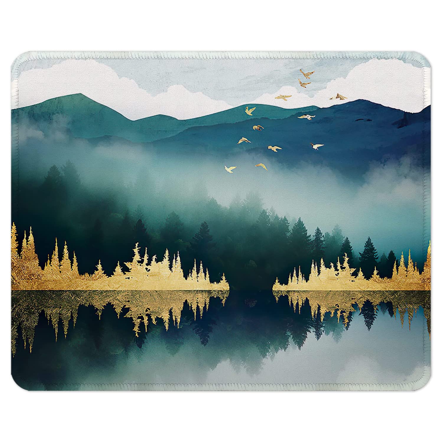 Mouse Pad with Non-Slip Rubber Base, Stitched Edge, Premium-Textured, Waterproof Gaming Mouse Pad for Wireless Mouse, Computers, Laptop, Office, 10.2×8.3 in, Landscape Fo