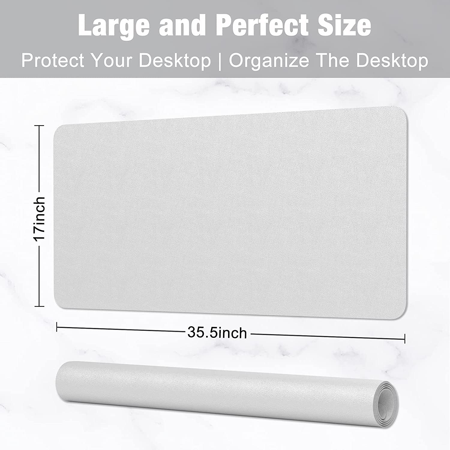 Desk Pad, 35.5' x 17' PU Leather Desk Mat, M Extended Mouse Pad, Waterproof Desk Blotter Protector, Ultra Thin Large Laptop Keyboard Mat, Non-Slip