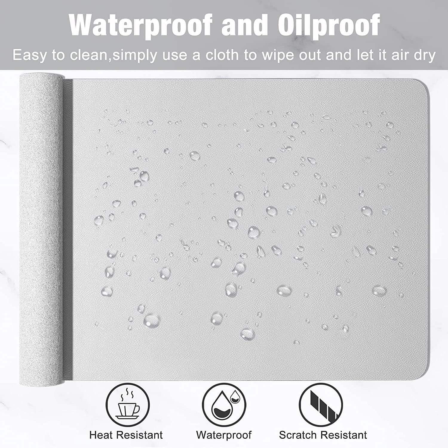 Desk Pad, 35.5' x 17' PU Leather Desk Mat, M Extended Mouse Pad, Waterproof Desk Blotter Protector, Ultra Thin Large Laptop Keyboard Mat, Non-Slip