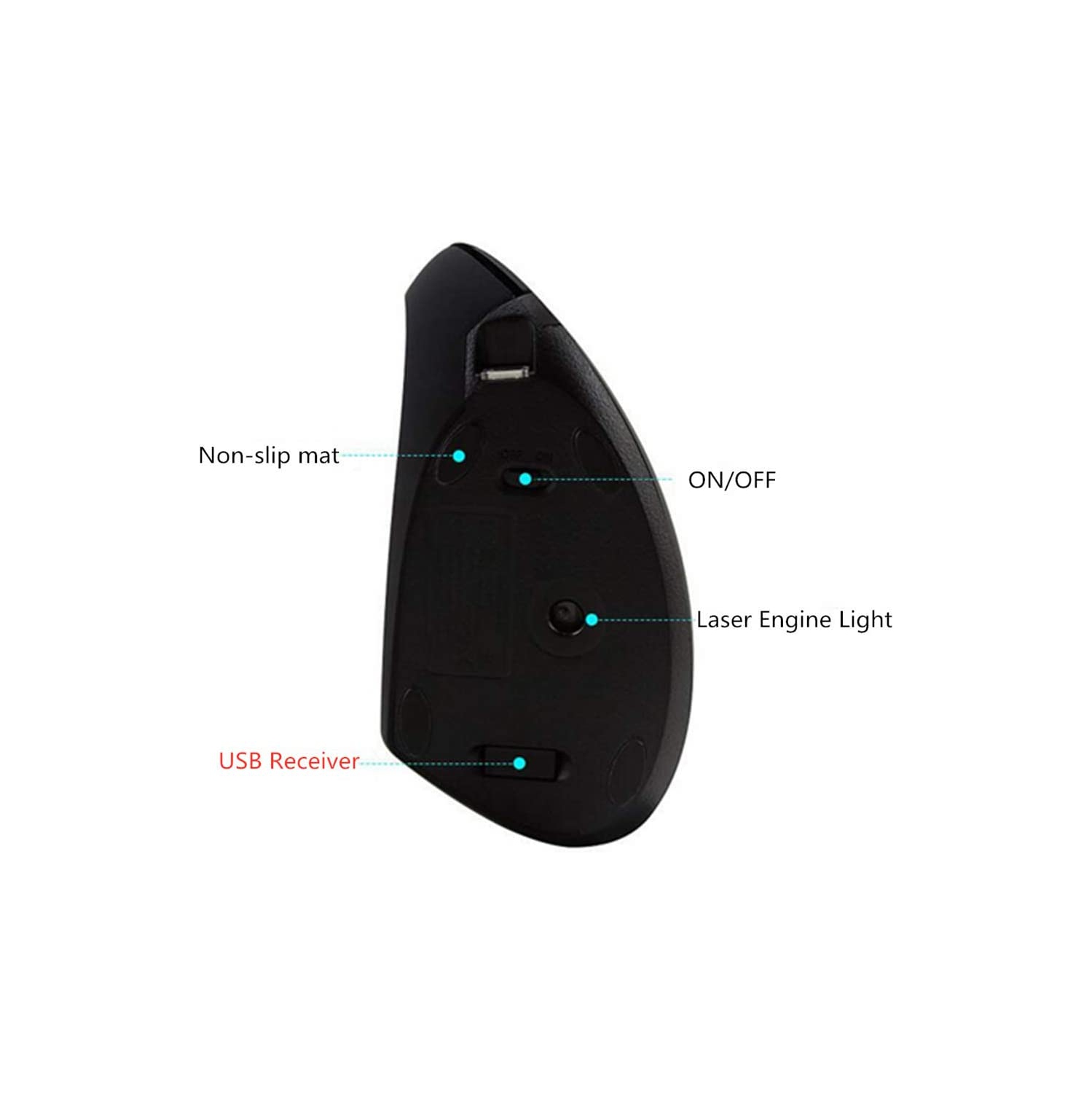 Left-Handed Mouse, Rechargeable 2.4G Wireless Ergonomic Vertical Mice with USB Receiver, 6 Buttons and 3 Adjustable DPI 800/1200/1600 for Laptop