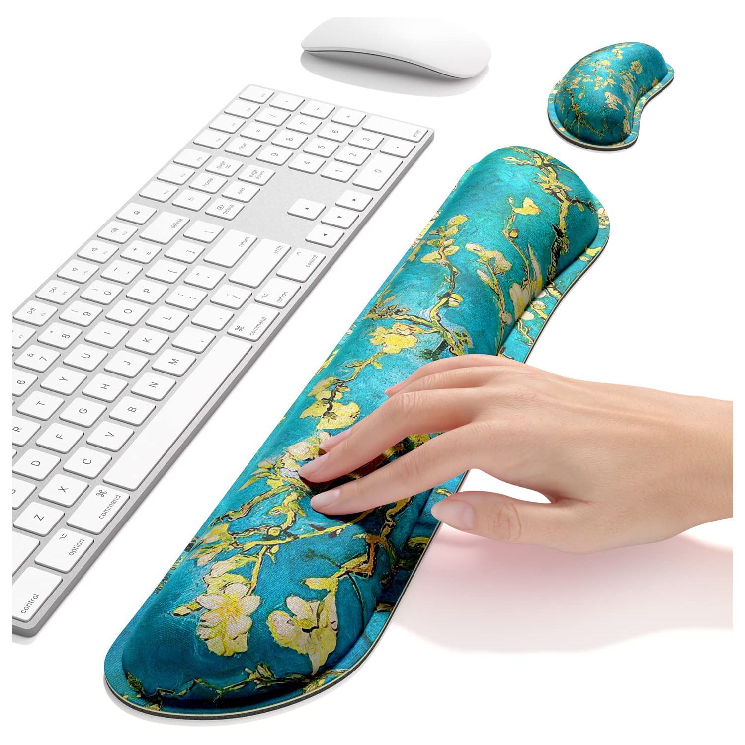 Enlarge Keyboard Wrist Rest Pad,Memory Foam Set Wrist Cushion Support for Easy Typing & Pain Relief,Mouse Wrist Pad, Anti-Slip Wrist Support for