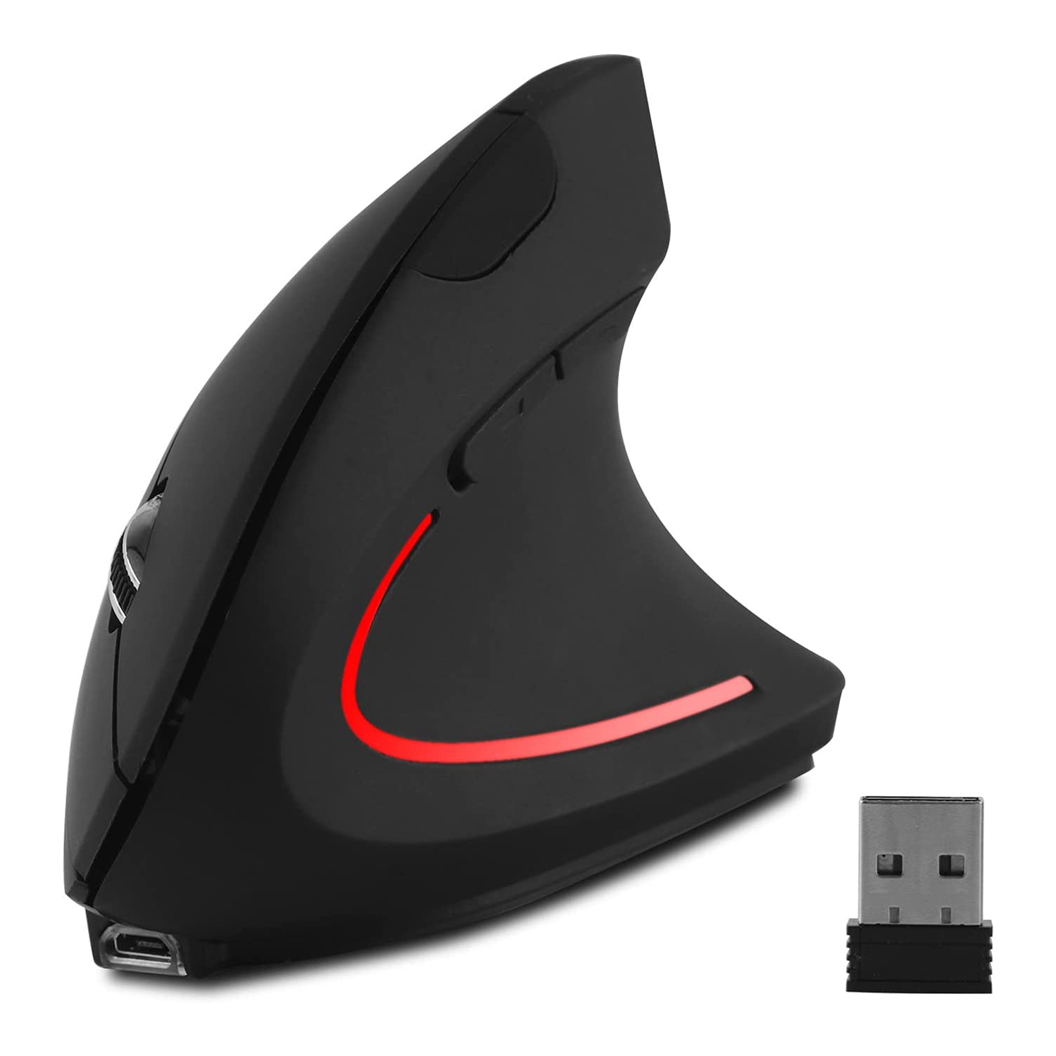 Wireless Vertical Mouse,Rechargeable 2.4G Ergonomic Wrist Relax Mice with 3 Adjustable DPI Levels and 6 Buttons for Laptop PC Notebook Chromebook Macbook