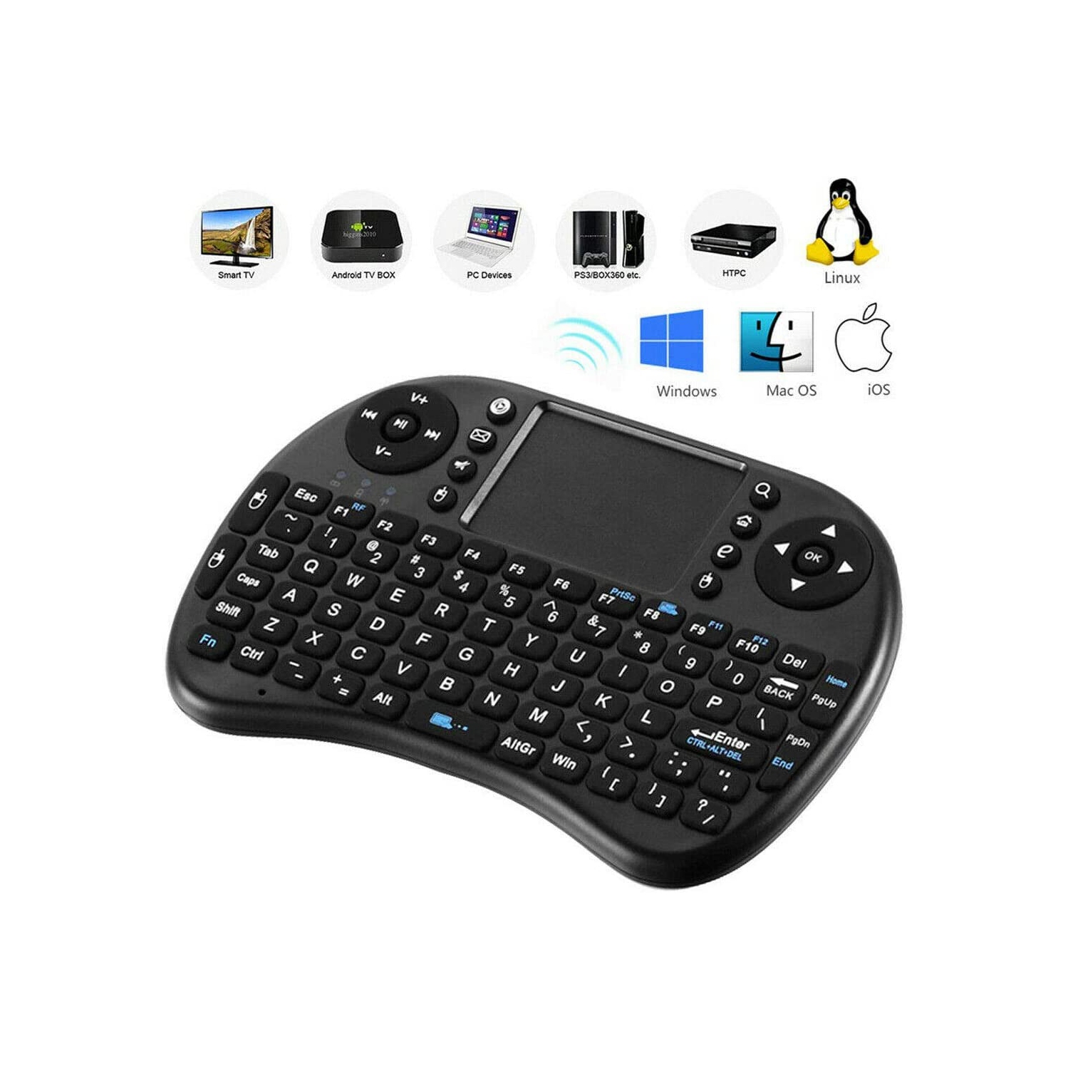 Mini Wireless Keyboard 2.4GHz with Touchpad Mouse Compatible with Android TV Box ,Raspberry Pi, Smart TV, PC