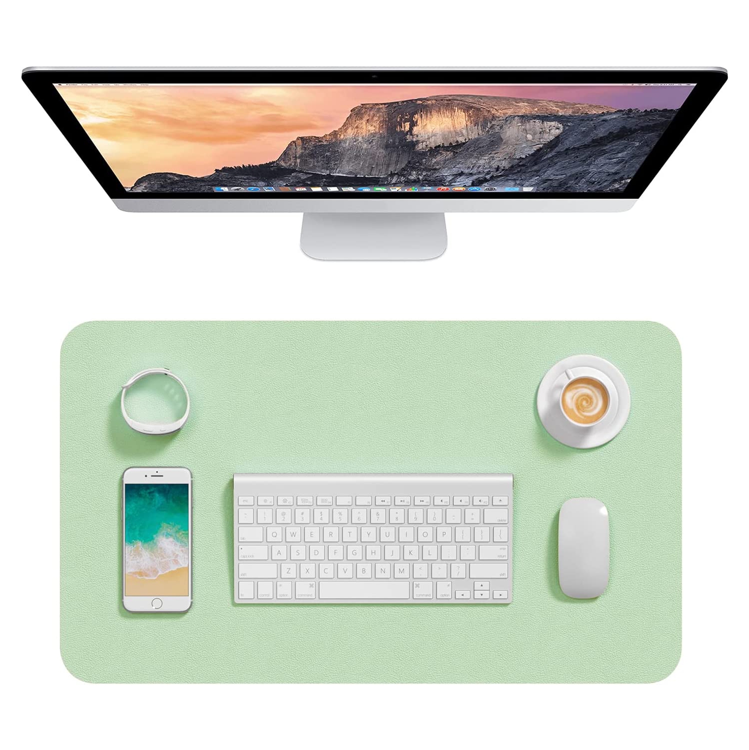 Desk Pad, 23.6' x 13.8' PU Leather Desk Mat, M Extended Mouse Pad, Waterproof Desk Blotter Protector, Ultra Thin Small Laptop Keyboard Mat, Non-Slip