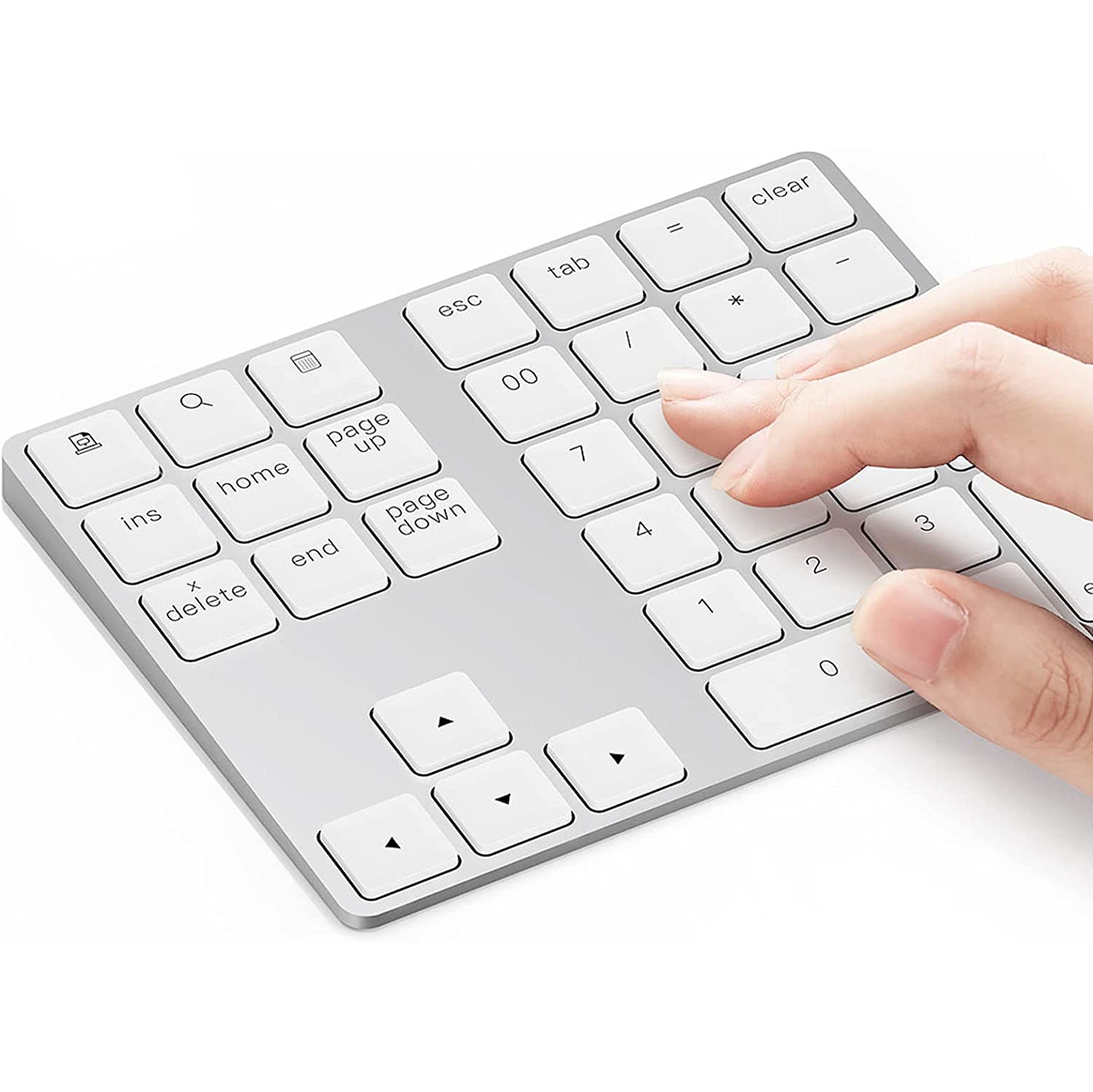 Bluetooth Number Pad, Aluminum Rechargeable Wireless Numeric Keypad Slim 34-Keys External Numpad Keyboard Data Entry for Laptop, MacBook, MacBook Air/Pro, iMac, Windows, Sur