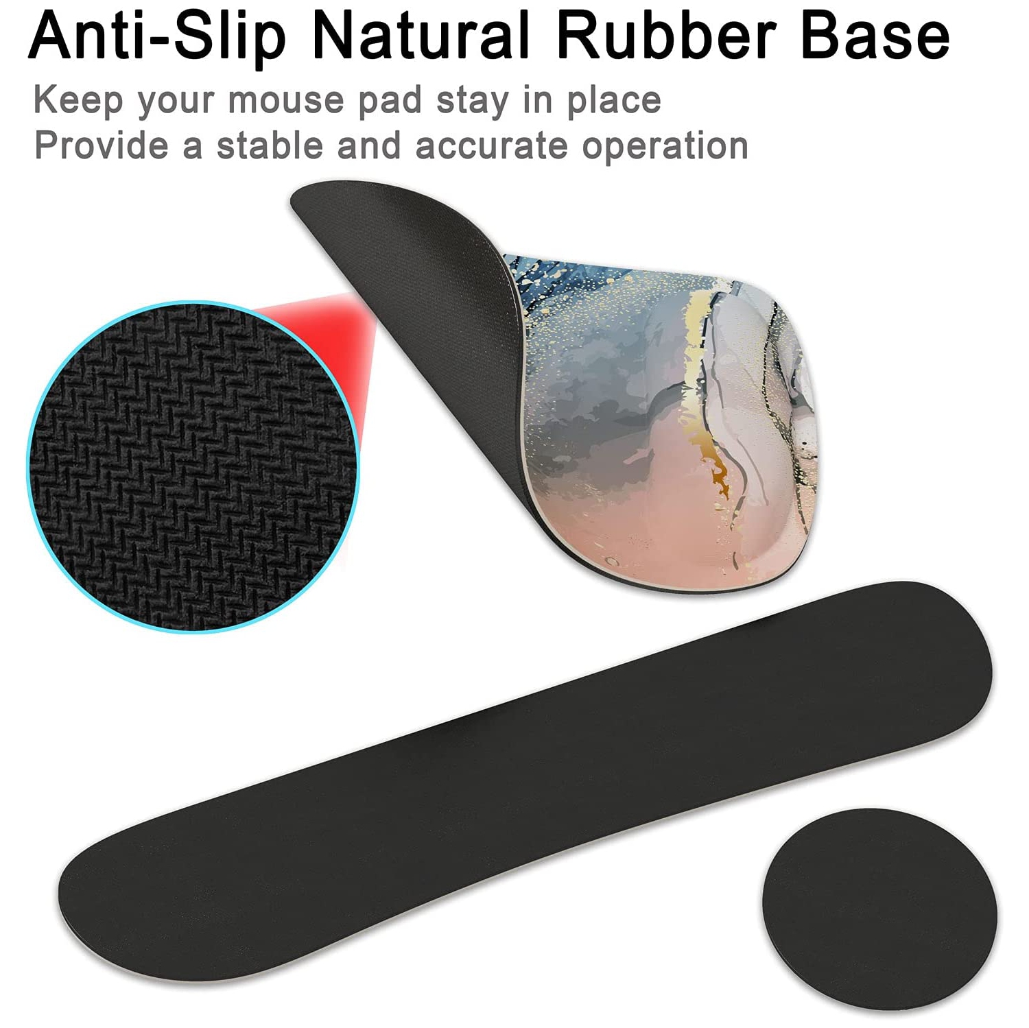 Keyboard Wrist Rest Memory Foam Ergonomic Mouse Pad with Computer Wrist Support Set with Non-Slip Rubber Base Coaster for Home, Office Easy Typing