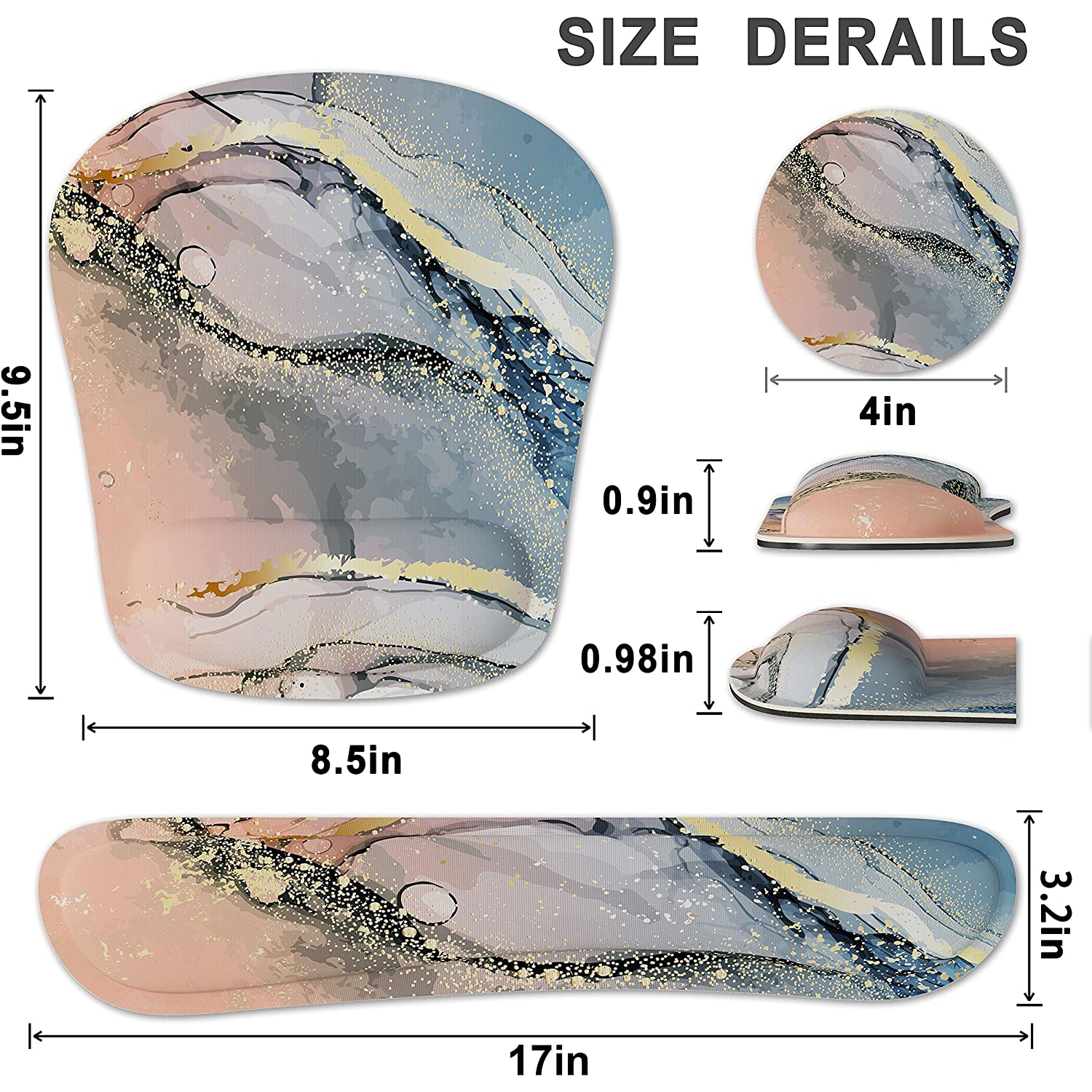 Keyboard Wrist Rest Memory Foam Ergonomic Mouse Pad with Computer Wrist Support Set with Non-Slip Rubber Base Coaster for Home, Office Easy Typing