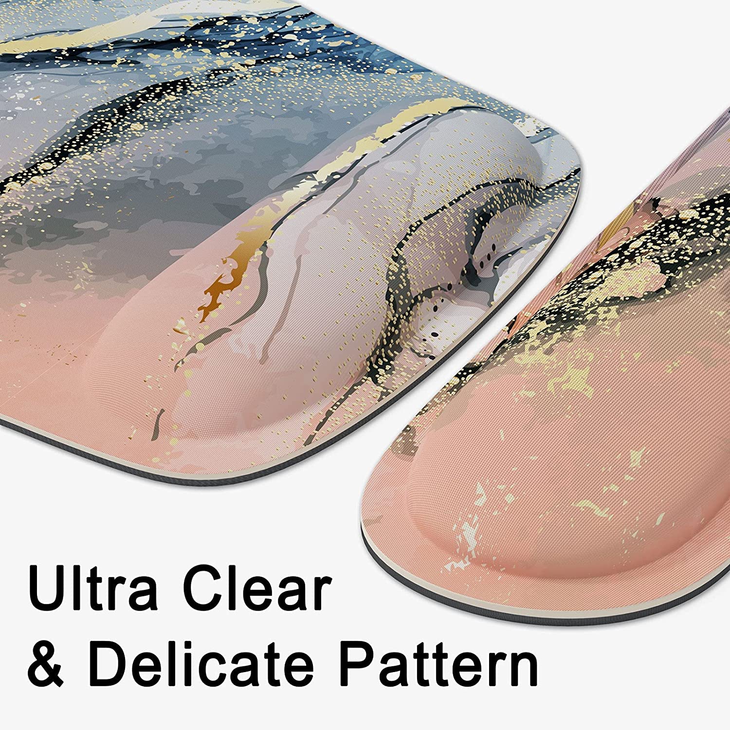 Keyboard Wrist Rest Memory Foam Ergonomic Mouse Pad with Computer Wrist Support Set with Non-Slip Rubber Base Coaster for Home, Office Easy Typing