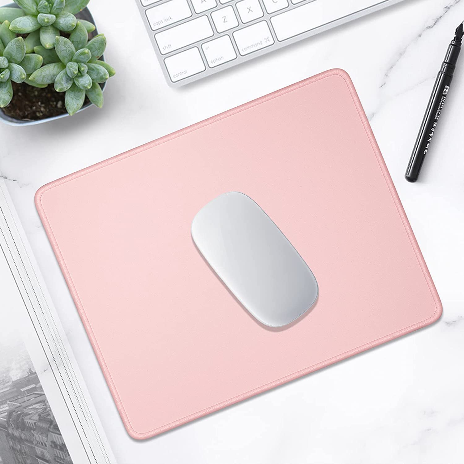 Mouse Pad, Premium-Textured Square Mousepad 10.2 x 8.3 Inch, Stitched Edge Anti-Slip Waterproof Rubber Mouse Mat, Pretty Cute Mouse Pad for Office