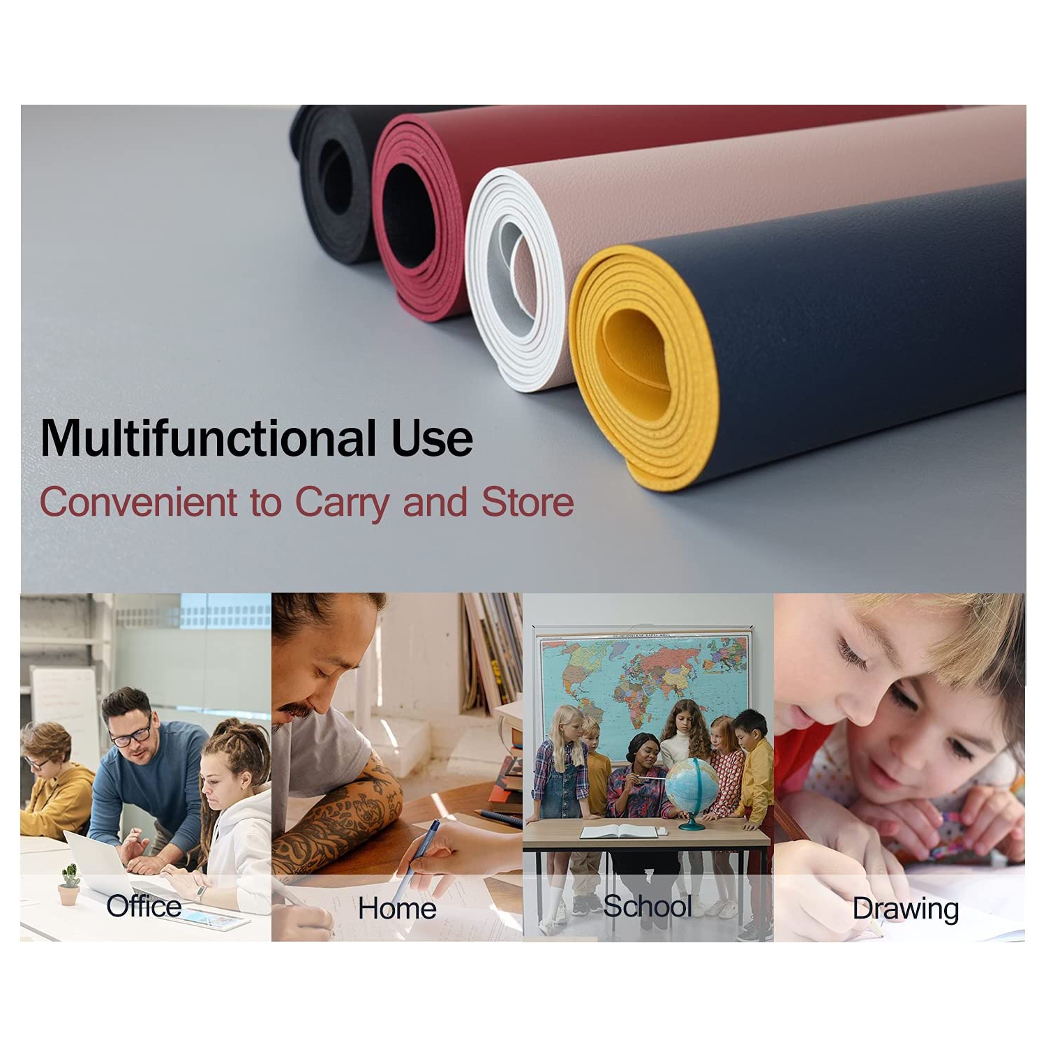 Mouse Pad, Office and Gaming Desk Mat, Portable Large PU Leather Premium Textured Computer Desk Pad, Waterproof and Non-Slip, Double Side Desk