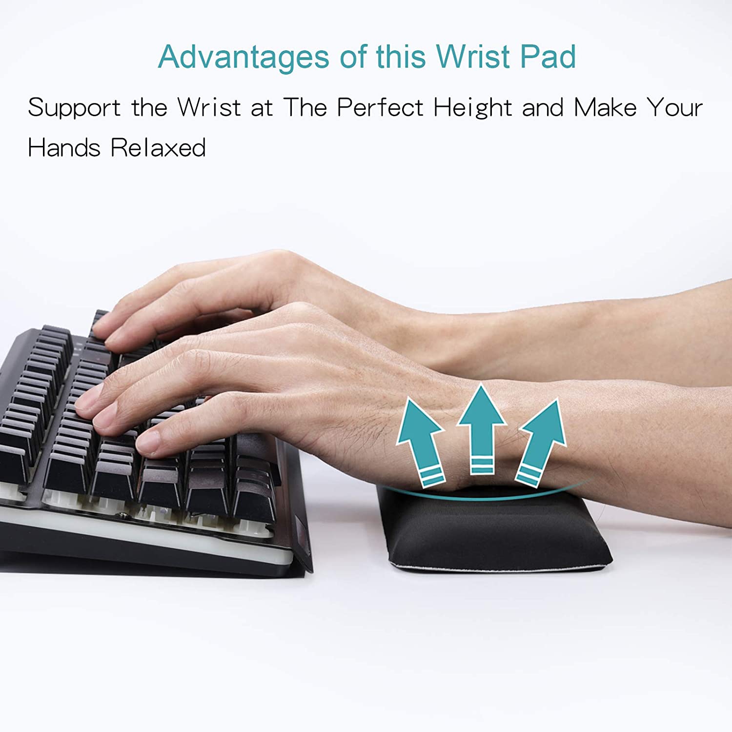Wide Keyboard Wrist Rest Soft-Sink, Large Ergonomic Computer Wrist Support Laptop Wrist Pad for Keyboard, Memory Foam, Breathable, Sweat-Absorbent,