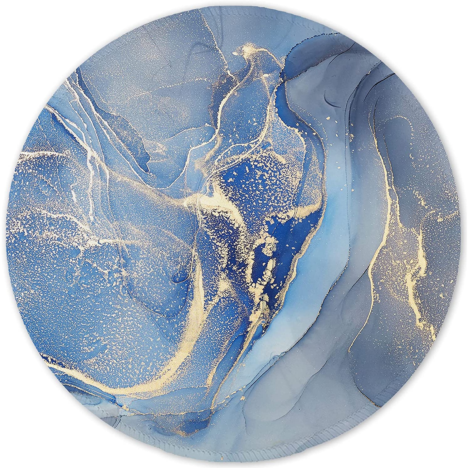 [20% Larger] Mouse Pad with Stitched Edge Premium-Textured Mouse Mat Waterproof Non-Slip Rubber Base Round Mousepad for Laptop PC Office 8.7×8.7×0.12 inches, Blue Marble