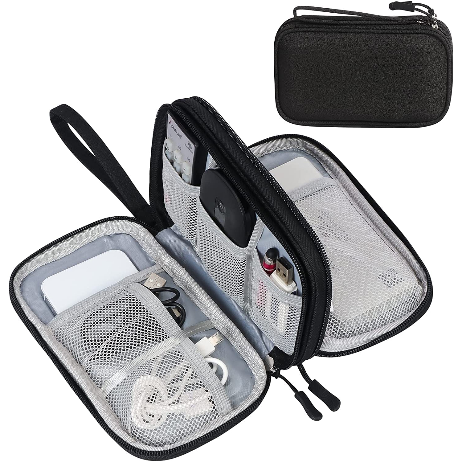 Electronic Organizer, Travel Cable Organizer Bag Pouch Electronic Accessories Carry Case Portable Waterproof Double Layers All-in-One Storage Bag for