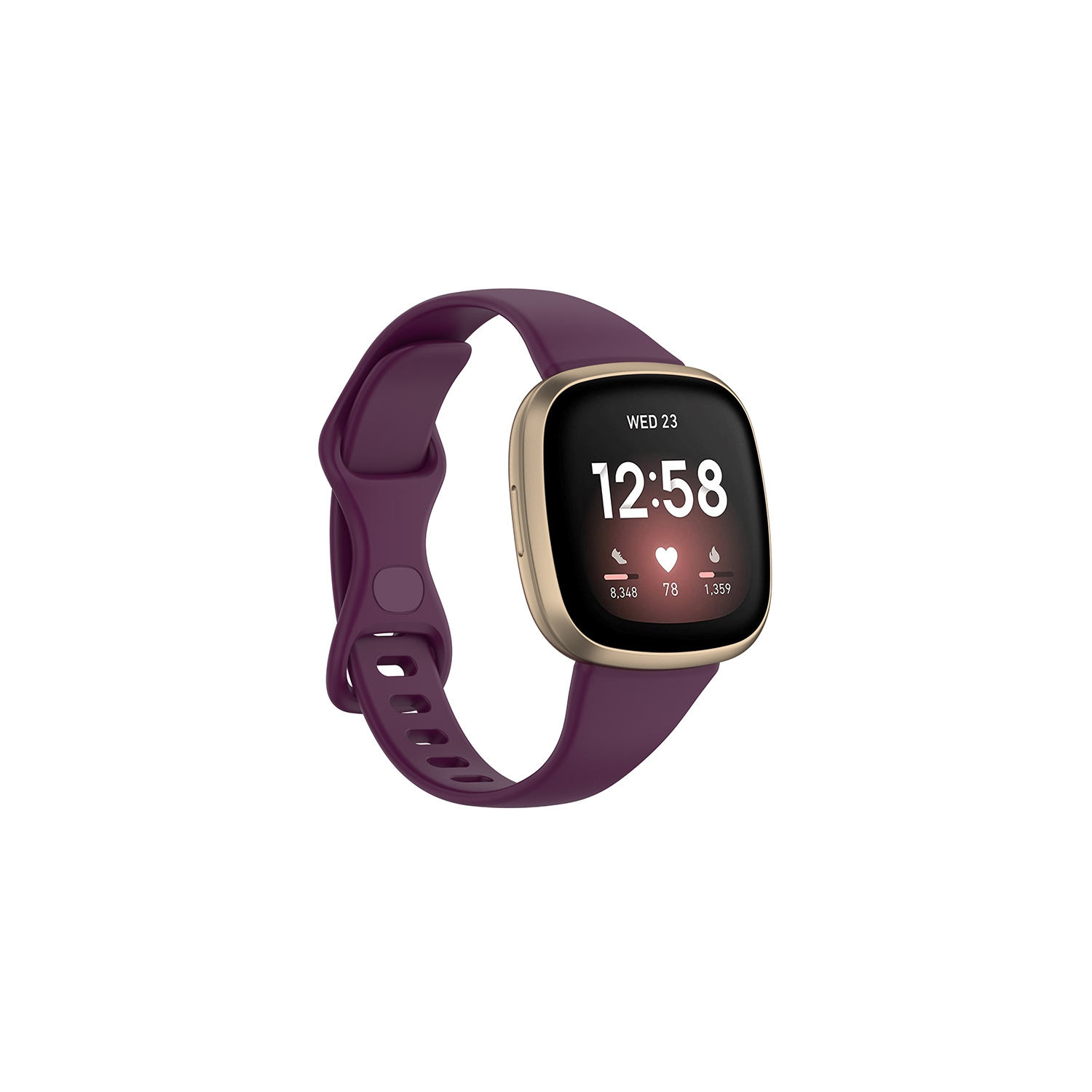 StrapsCo Bracelet en Caoutchouc de Silicone mince pour Fitbit Sense - Moyenne-Longue - Violet
