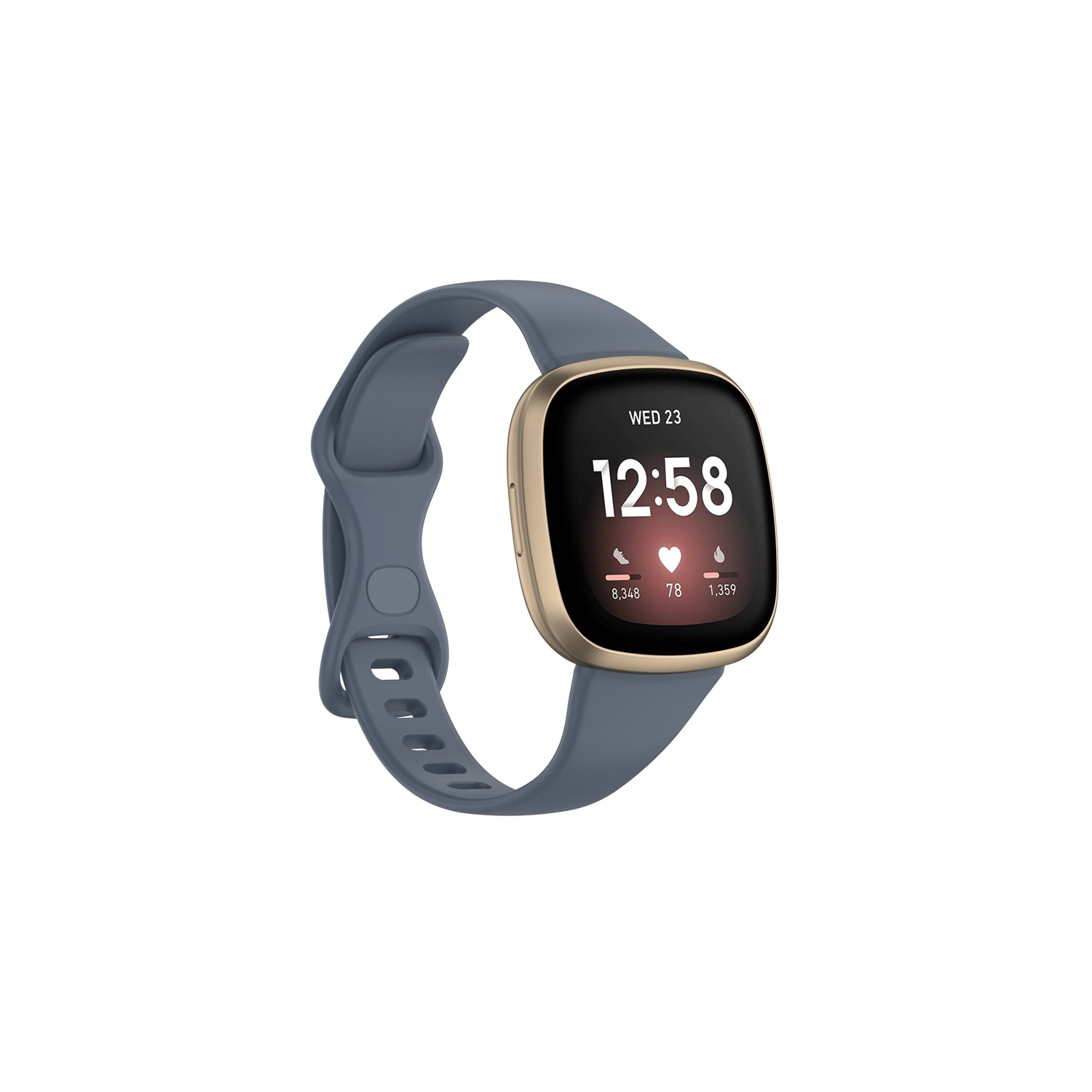 StrapsCo Bracelet en Caoutchouc de Silicone mince pour Fitbit Sense - Court-Moyen - Bleu espace