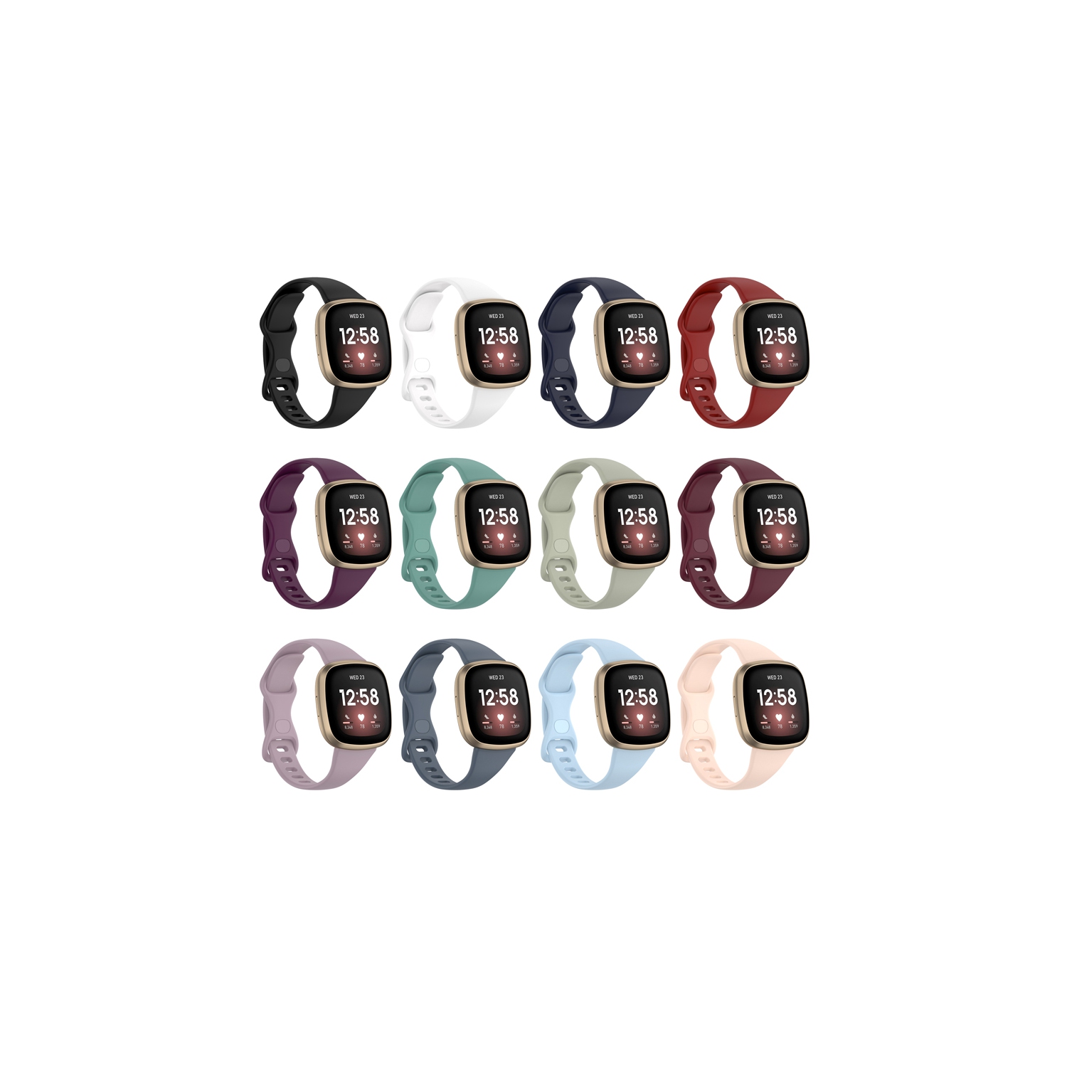 StrapsCo Bracelet en Caoutchouc de Silicone mince pour Fitbit Sense - Court-Moyen - Bleu espace