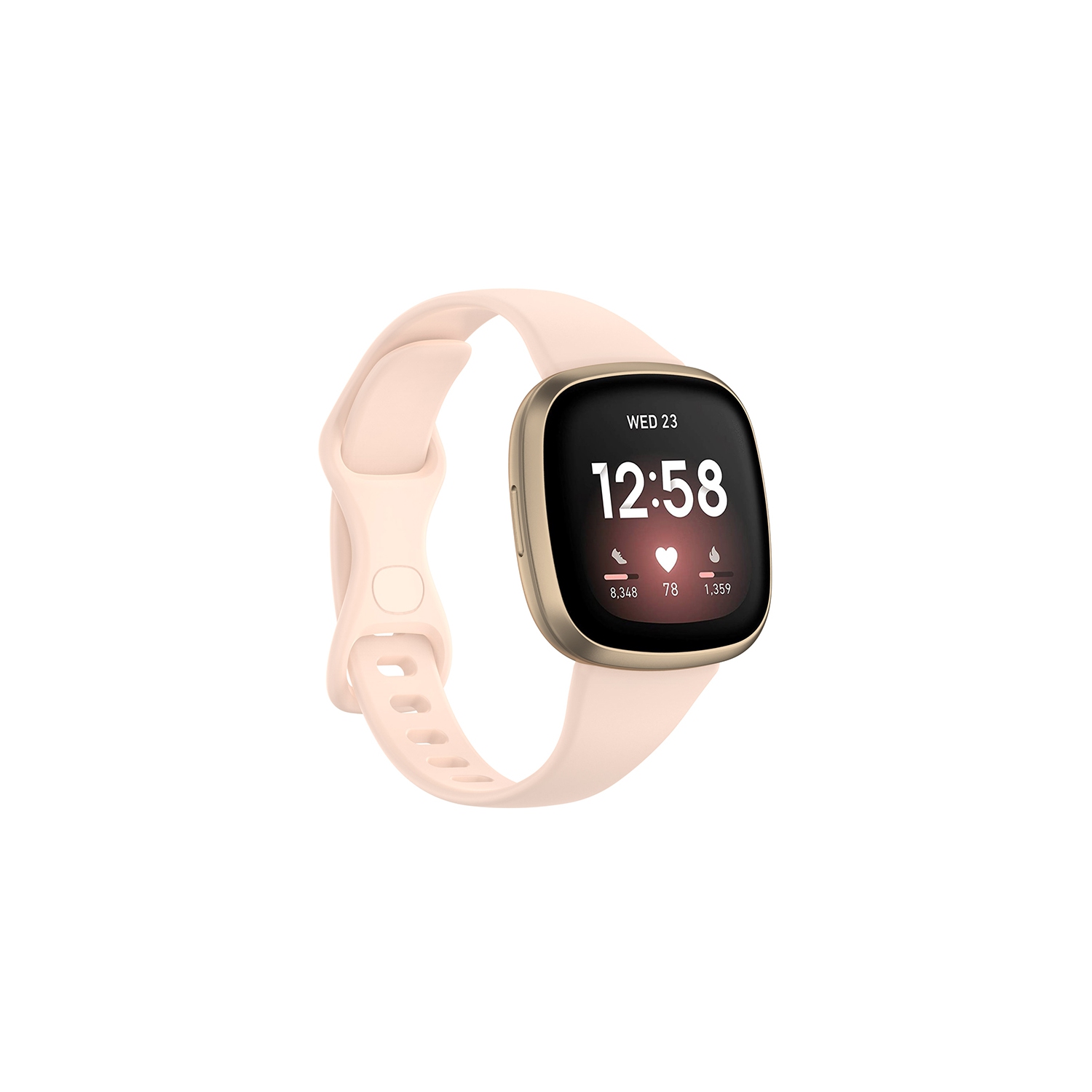 StrapsCo Bracelet en Caoutchouc de Silicone mince pour Fitbit Sense - Court-Moyen - Rose