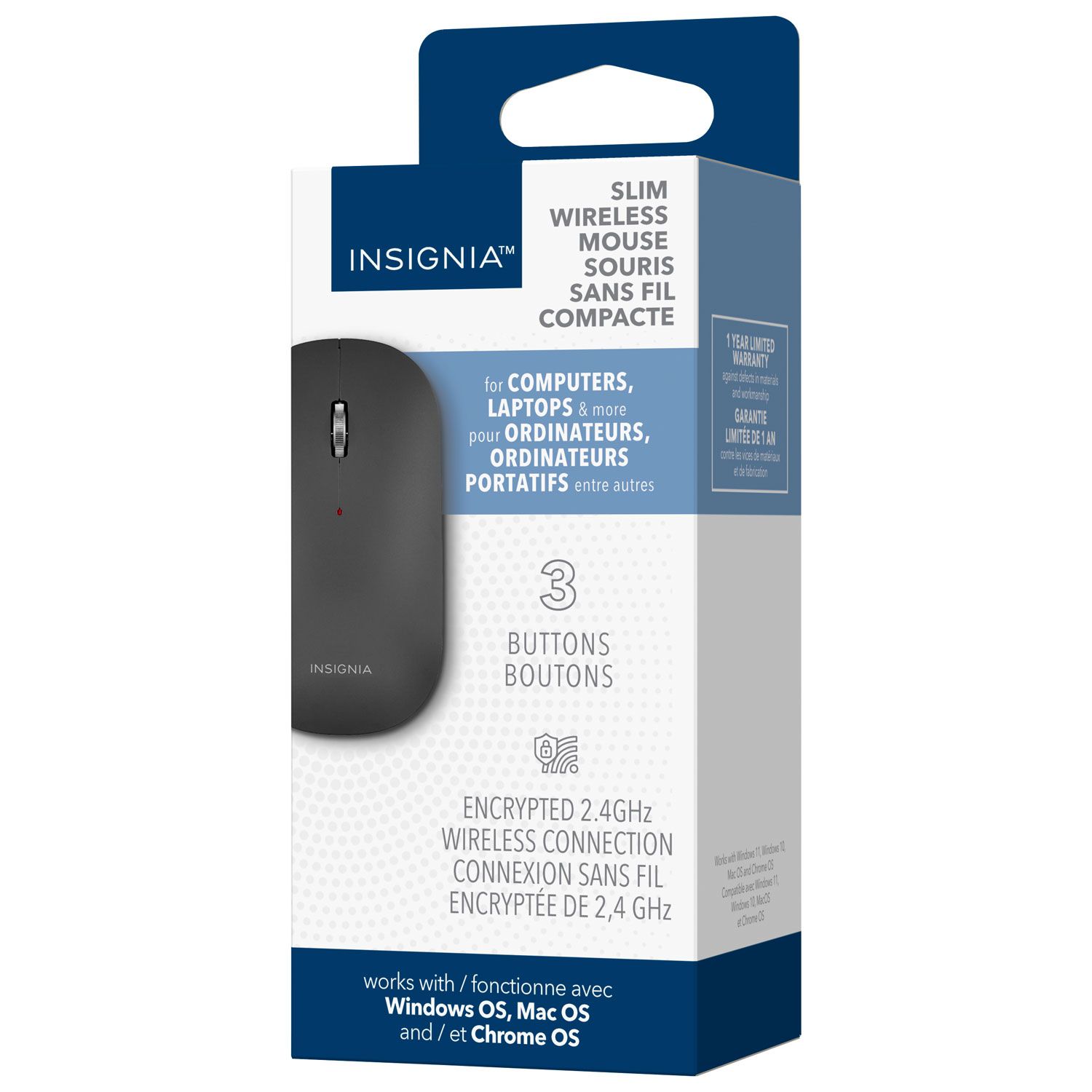 Souris optique sans fil mince de 1600 ppp d'Insignia - Noir - Exclusivité Best Buy