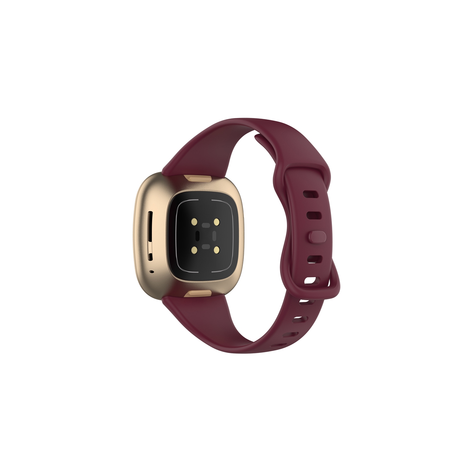 StrapsCo Slim Silicone Rubber Band Strap for Fitbit Versa 3 - Short-Medium - Sangria Red