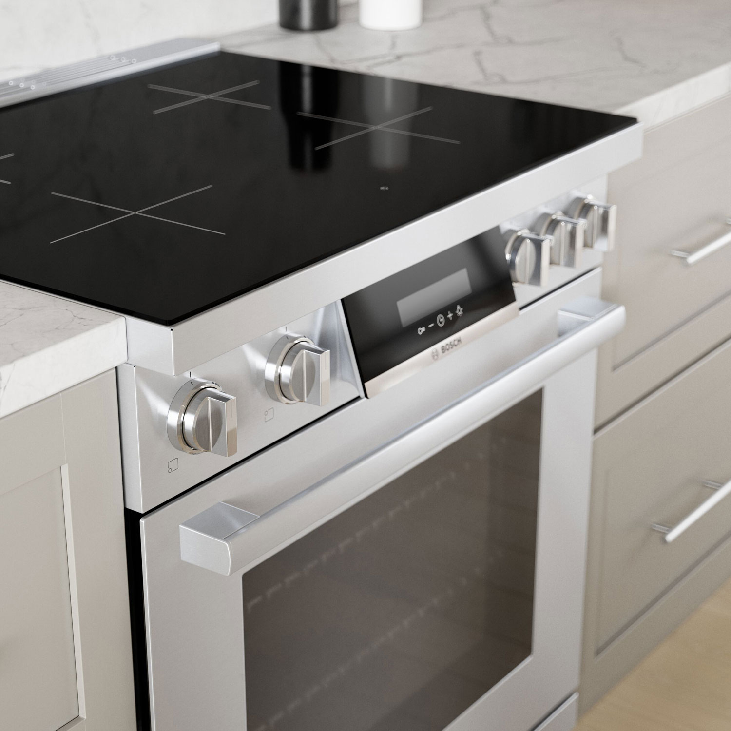Cuisinière à induction à convection véritable 30 po série 800 po de Bosch - Inox