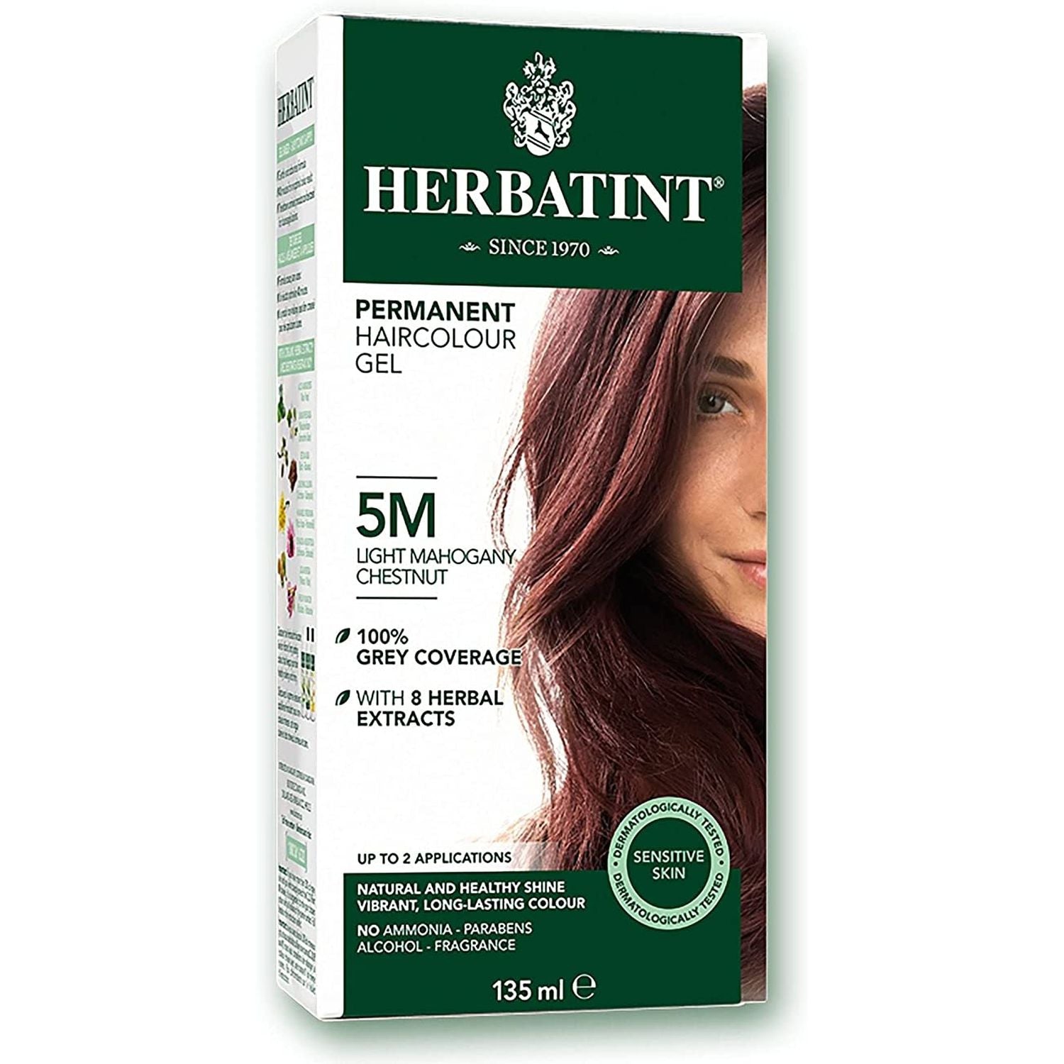 BioForce - HERBATINT- PERMANENT HAIR COLOUR, M5 LIGHT MAHOGANY CHESTNUT, 135 ML