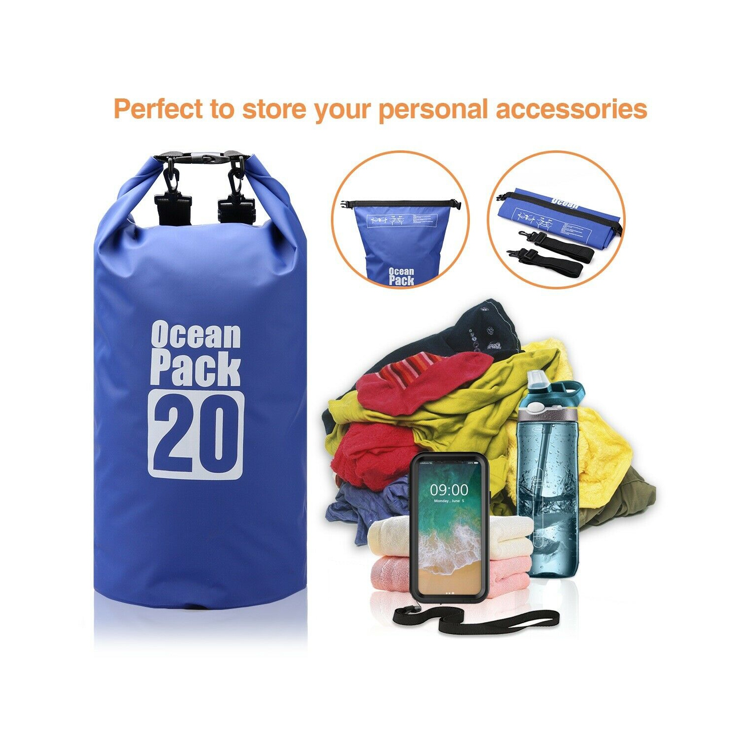 Sac étanche pour sports aquatiques, sac étanche léger pour l'extérieur, 20 L