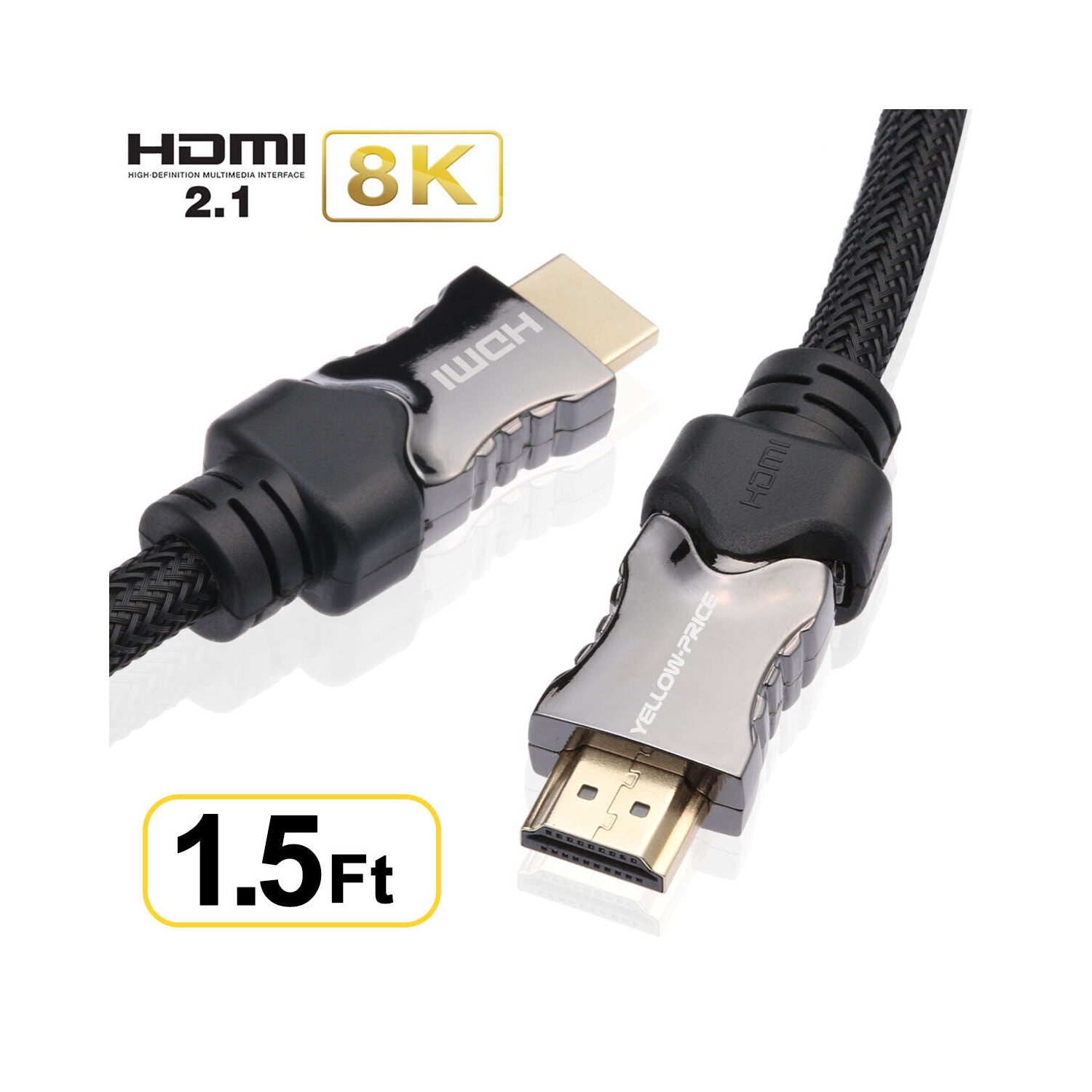 Luxury 2.1 HDMI Cable 8K Ultra High-Speed 48Gbps Lead for Laptop PC HDTV - 1.5FT
