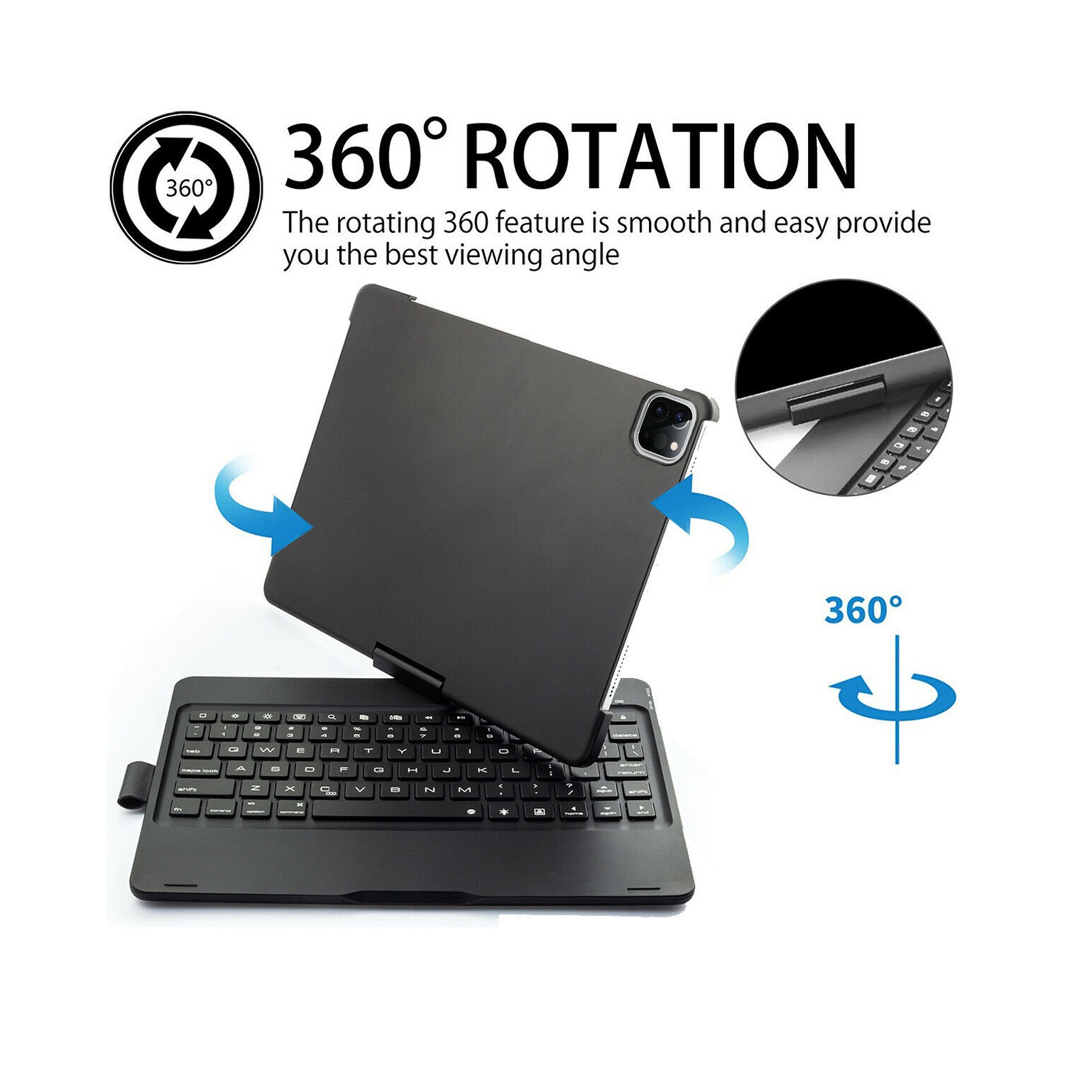 For Apple iPad Pro 11" 3rd M1 360° Rotatable Case with 7 Color Backlit Keyboard