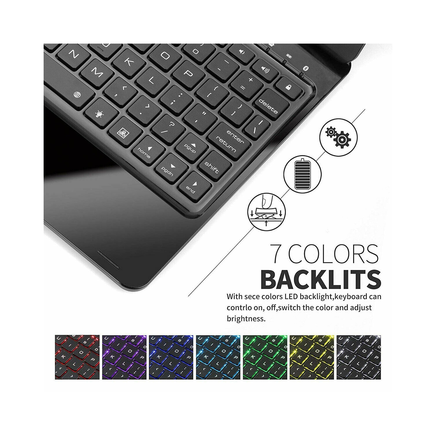 For Apple iPad Pro 11" 3rd M1 360° Rotatable Case with 7 Color Backlit Keyboard