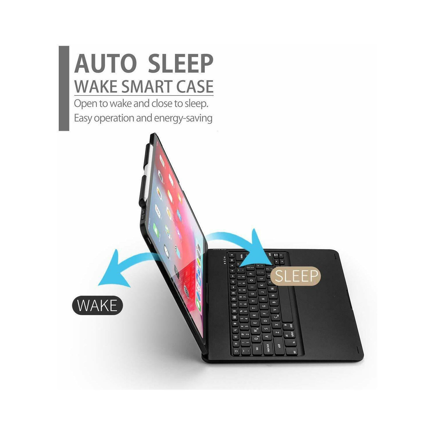 For Apple iPad Pro 11" 3rd M1 360° Rotatable Case with 7 Color Backlit Keyboard