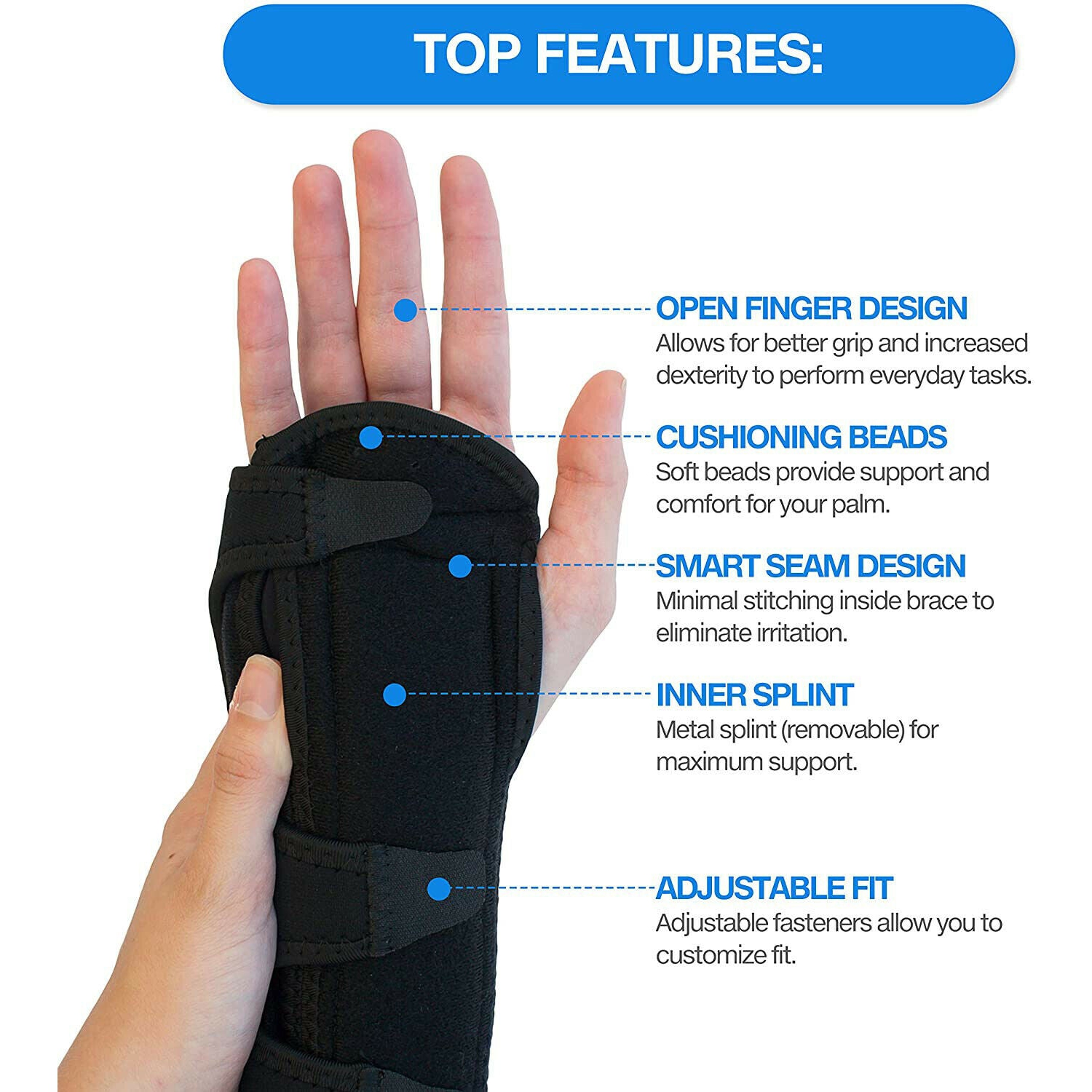 Wrist Splint Arm Stabilizer & Hand Brace for Carpal Tunnel Syndrome Pain Relief